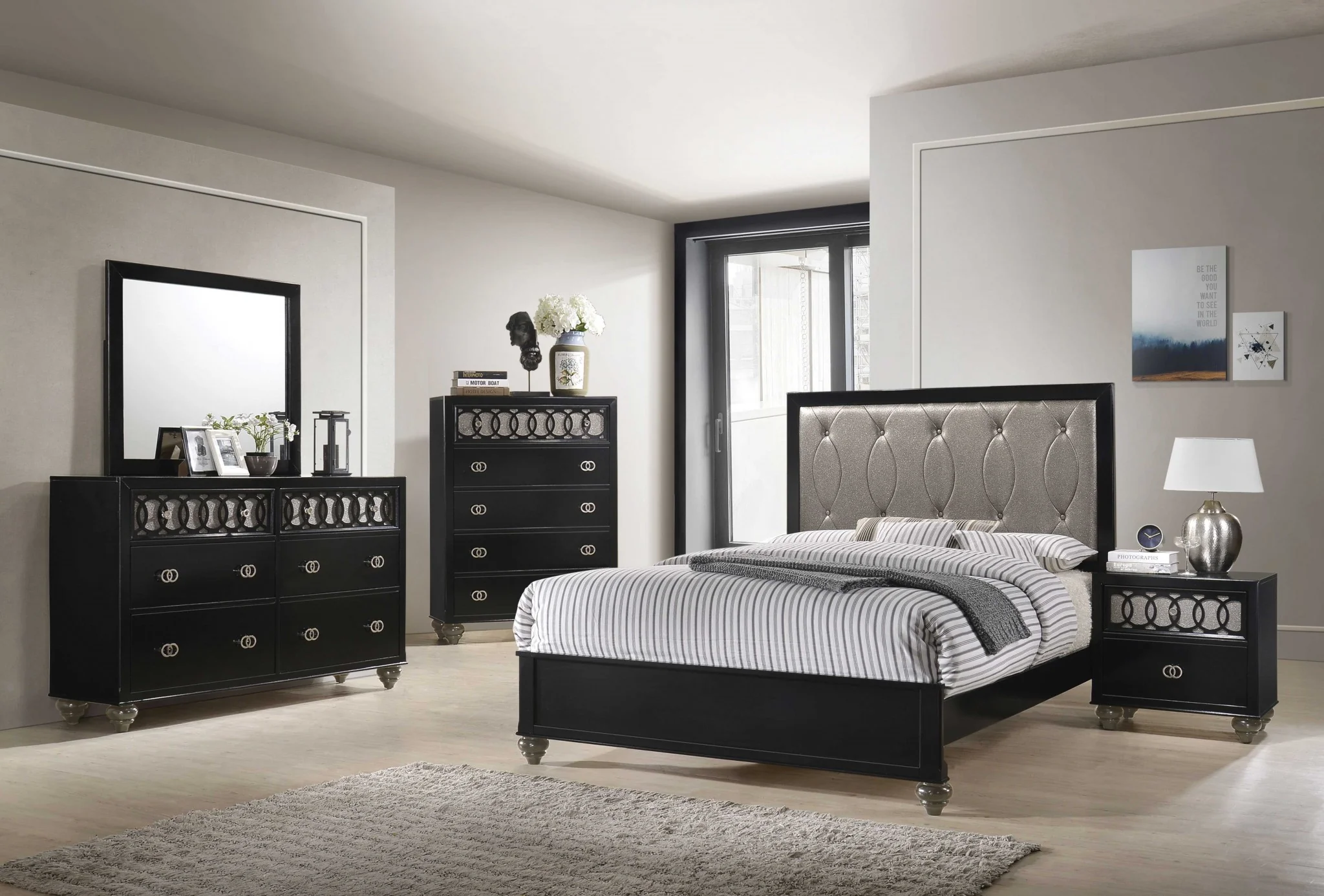 Nickel Brushed And Black Wood Chest By Homeroots - Image 3