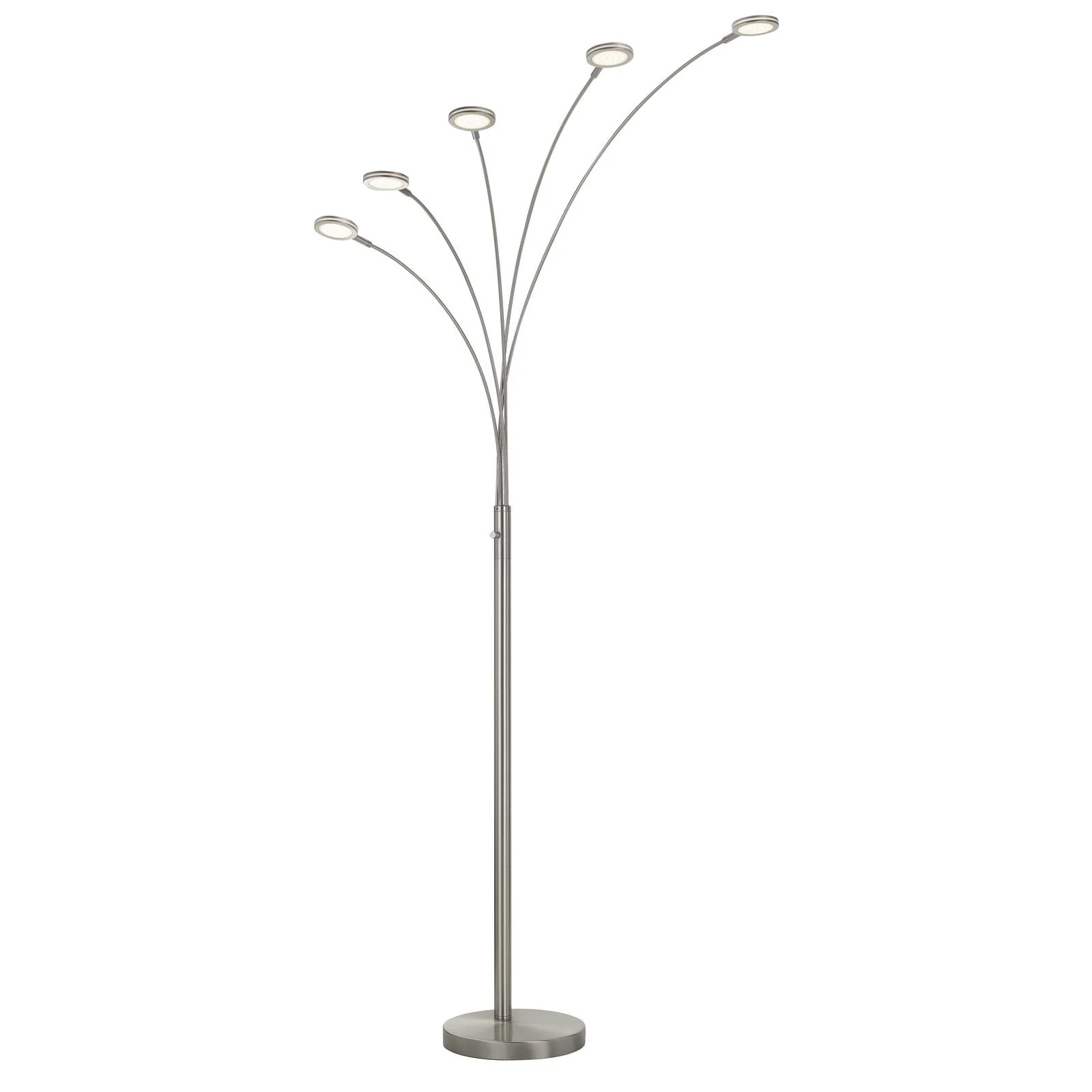 Nickel Five Light Led Arc Floor Lamp By Homeroots - Image 2