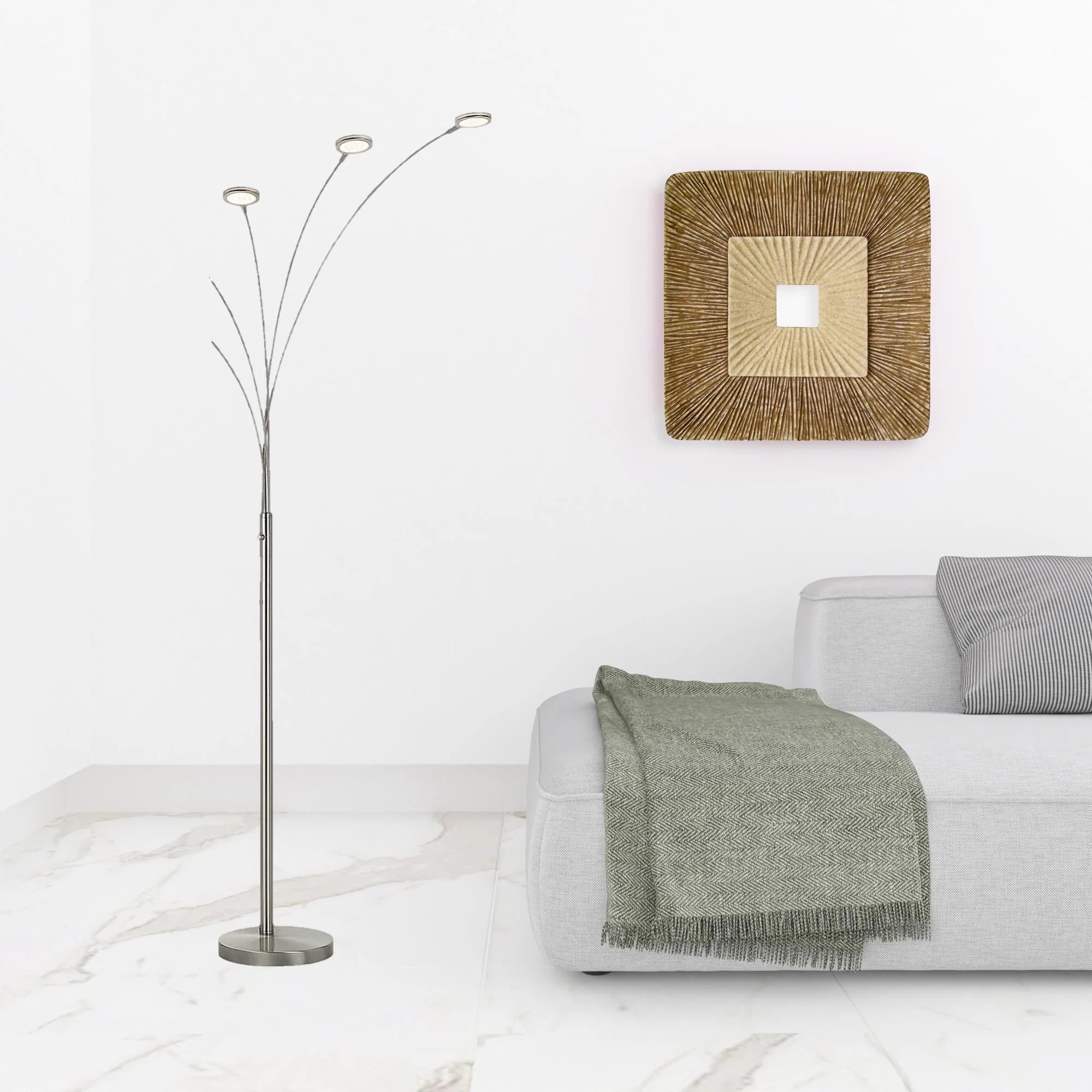 Nickel Five Light Led Arc Floor Lamp By Homeroots - Image 3