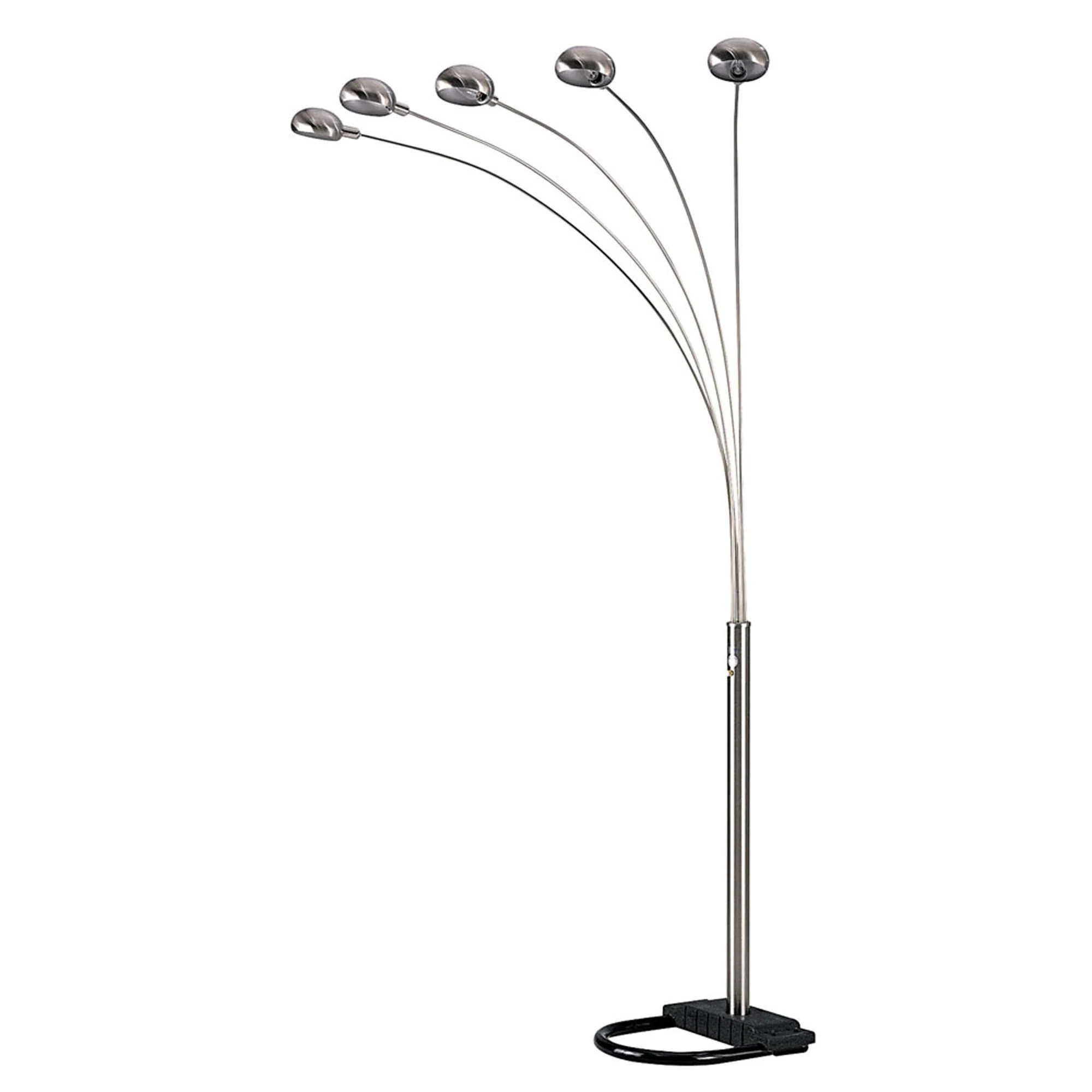 Nickel Five Lights Arc Floor Lamp With Nickel Dome Shade By Homeroots - Image 2