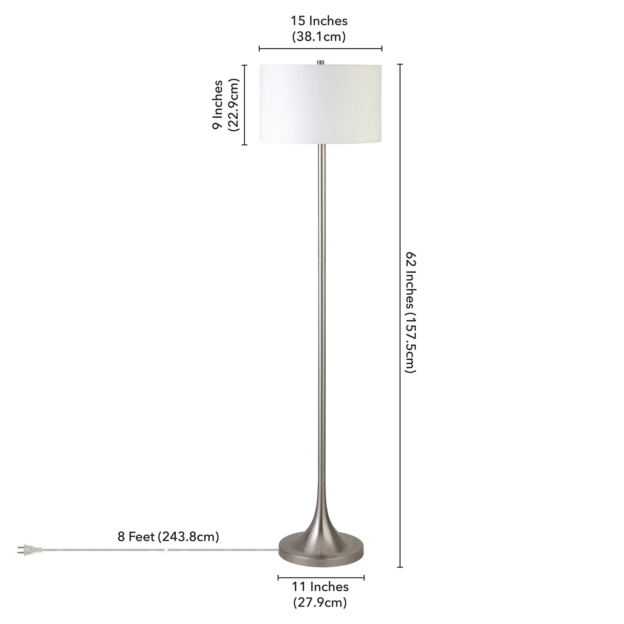 Nickel Floor Lamp With White Fabric Drum Shade By Homeroots - Image 6