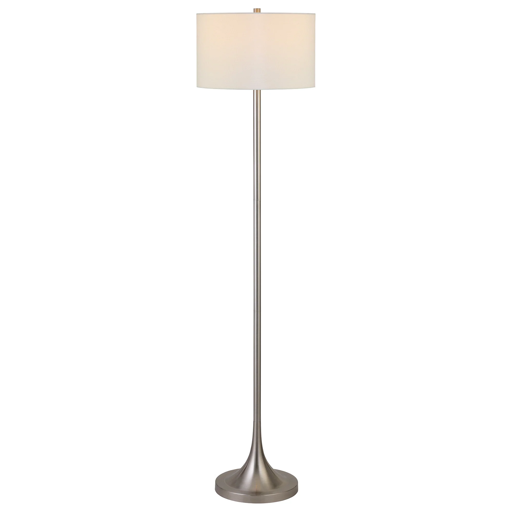 Nickel Floor Lamp With White Fabric Drum Shade By Homeroots - Image 7