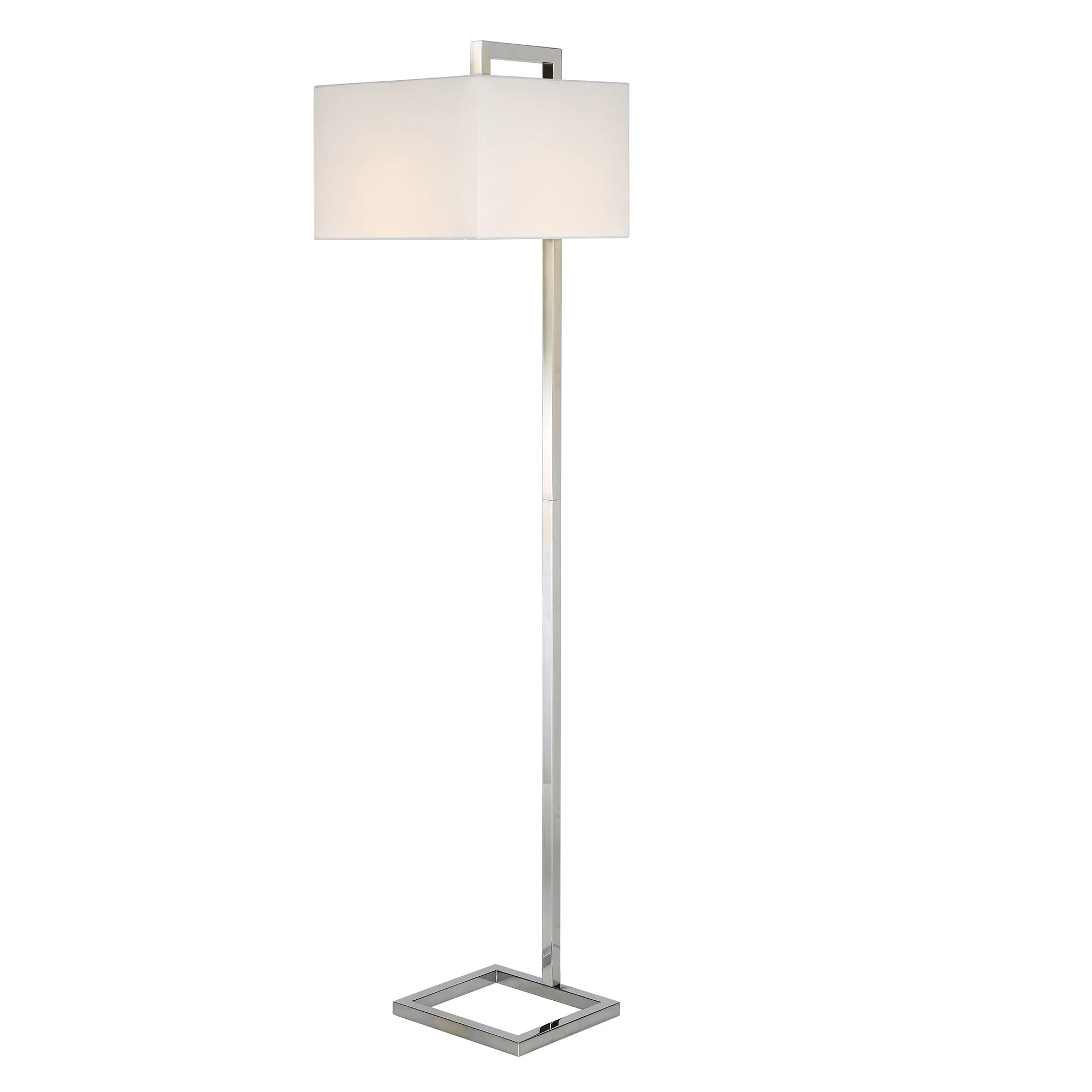 Nickel Floor Lamp With White Frosted Glass Rectangular Shade By Homeroots - Image 2