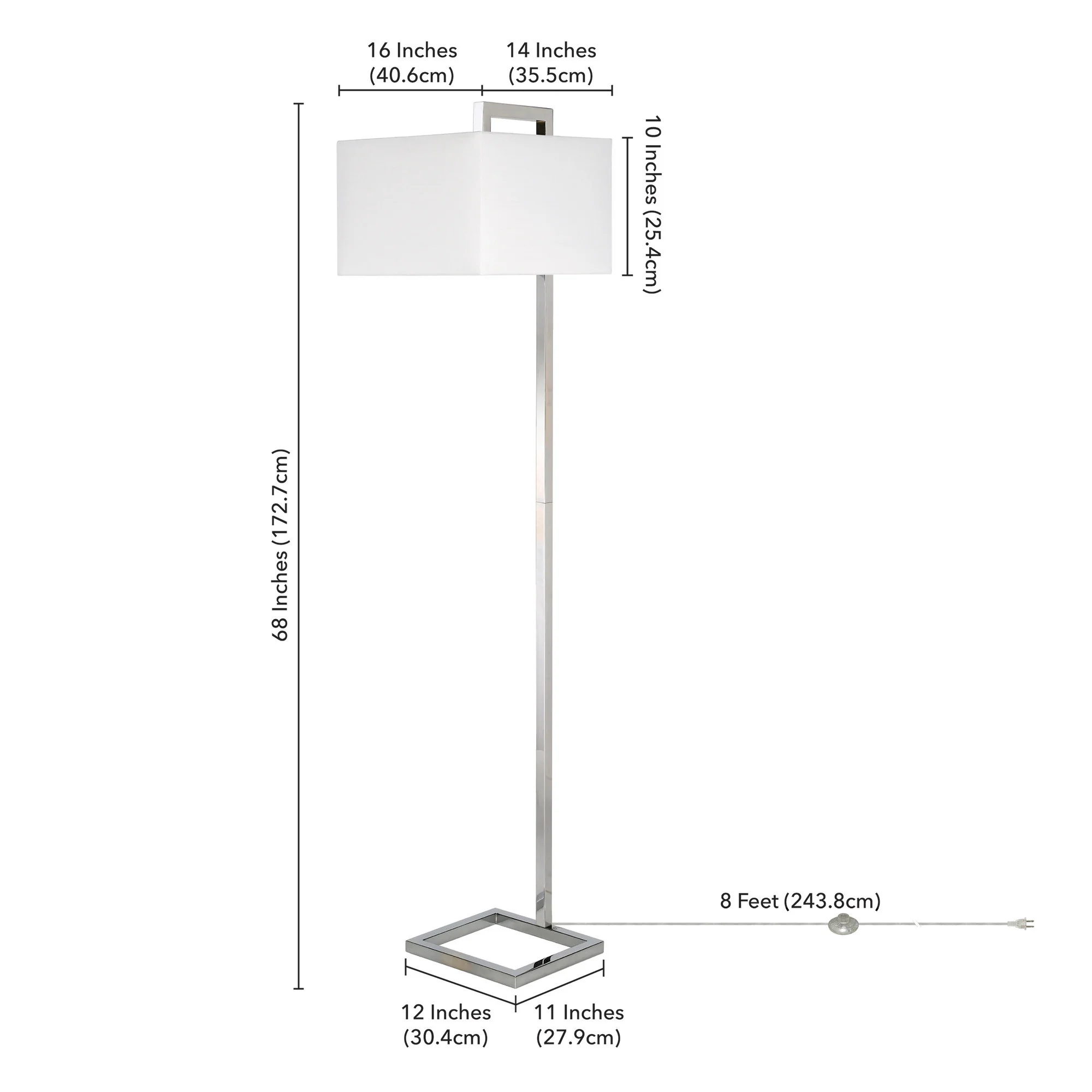 Nickel Floor Lamp With White Frosted Glass Rectangular Shade By Homeroots - Image 7