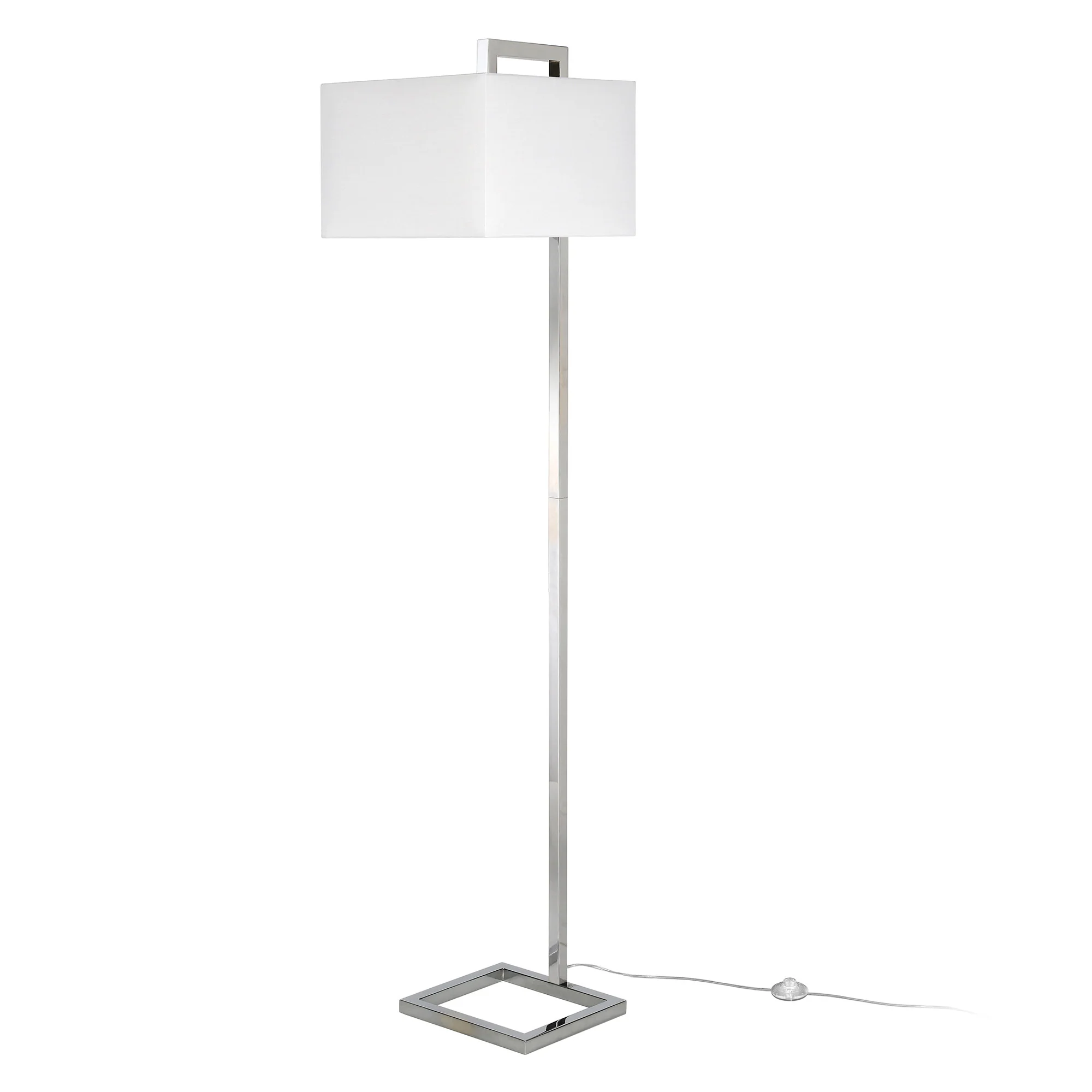 Nickel Floor Lamp With White Frosted Glass Rectangular Shade By Homeroots - Image 8