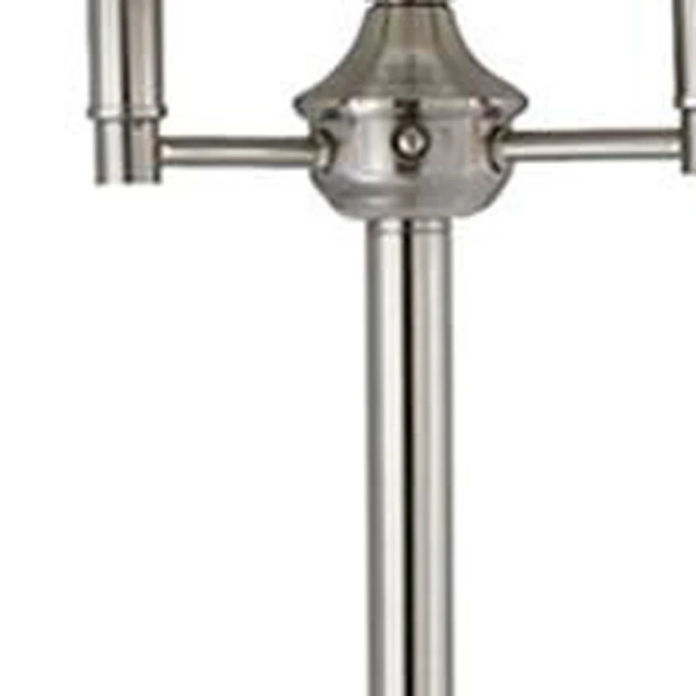 Nickel Four Light Traditional Shaped Floor Lamp With White Square Shade By Homeroots - Image 3