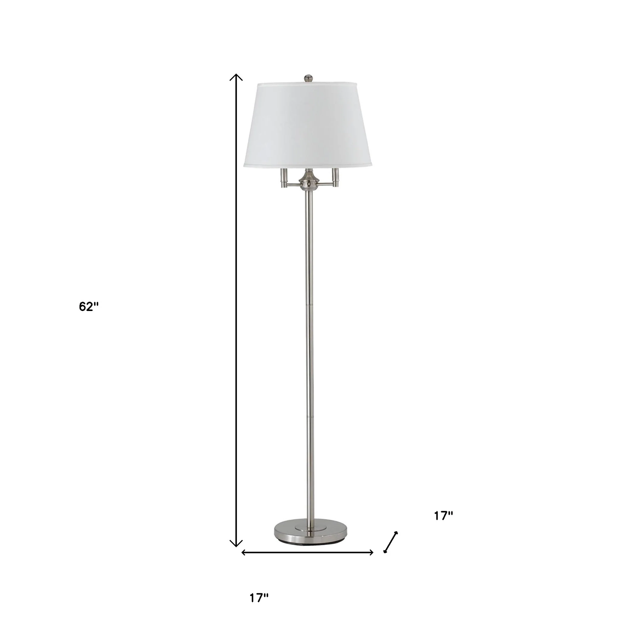 Nickel Four Light Traditional Shaped Floor Lamp With White Square Shade By Homeroots - Image 5