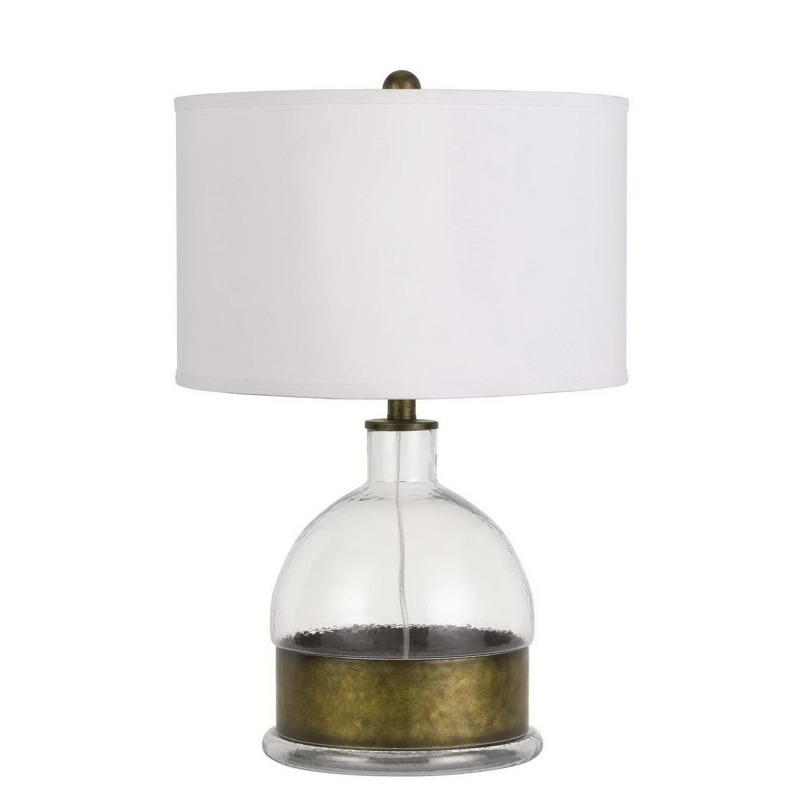 Nickel Glass Globe Table Lamp With White Drum Shade By Homeroots - Image 5