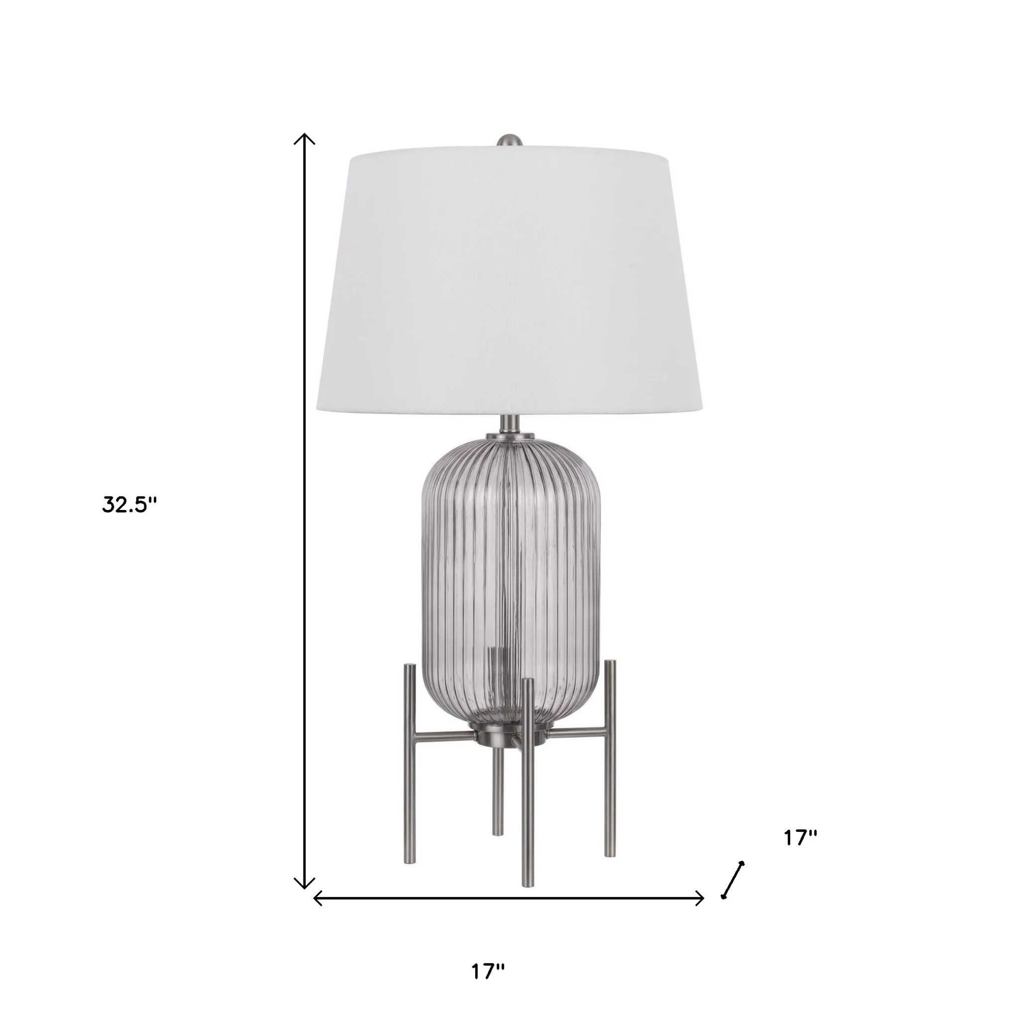 Nickel Glass Round Table Lamp With White Empire Shade By Homeroots - Image 5