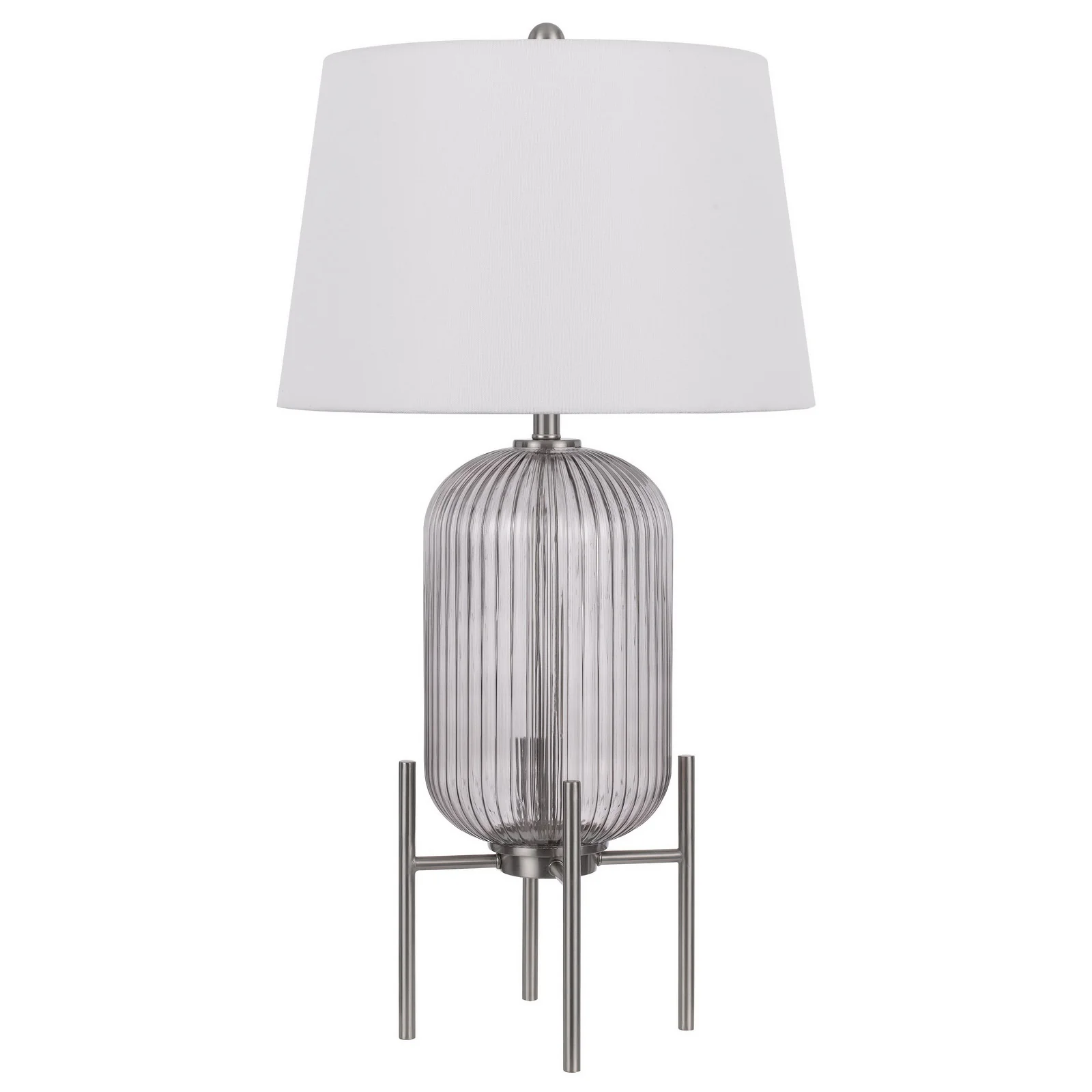 Nickel Glass Round Table Lamp With White Empire Shade By Homeroots - Image 6