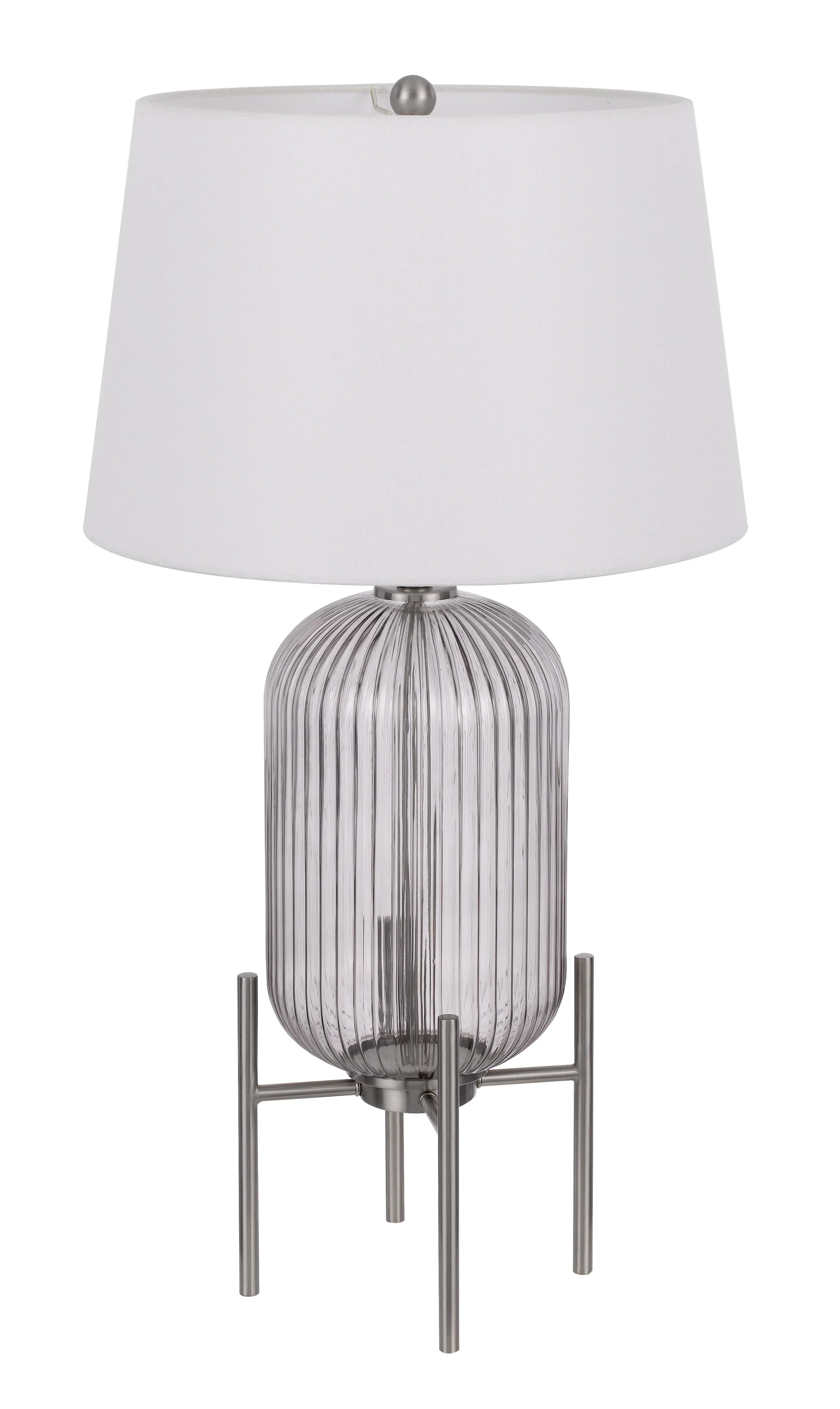 Nickel Glass Round Table Lamp With White Empire Shade By Homeroots - Image 7
