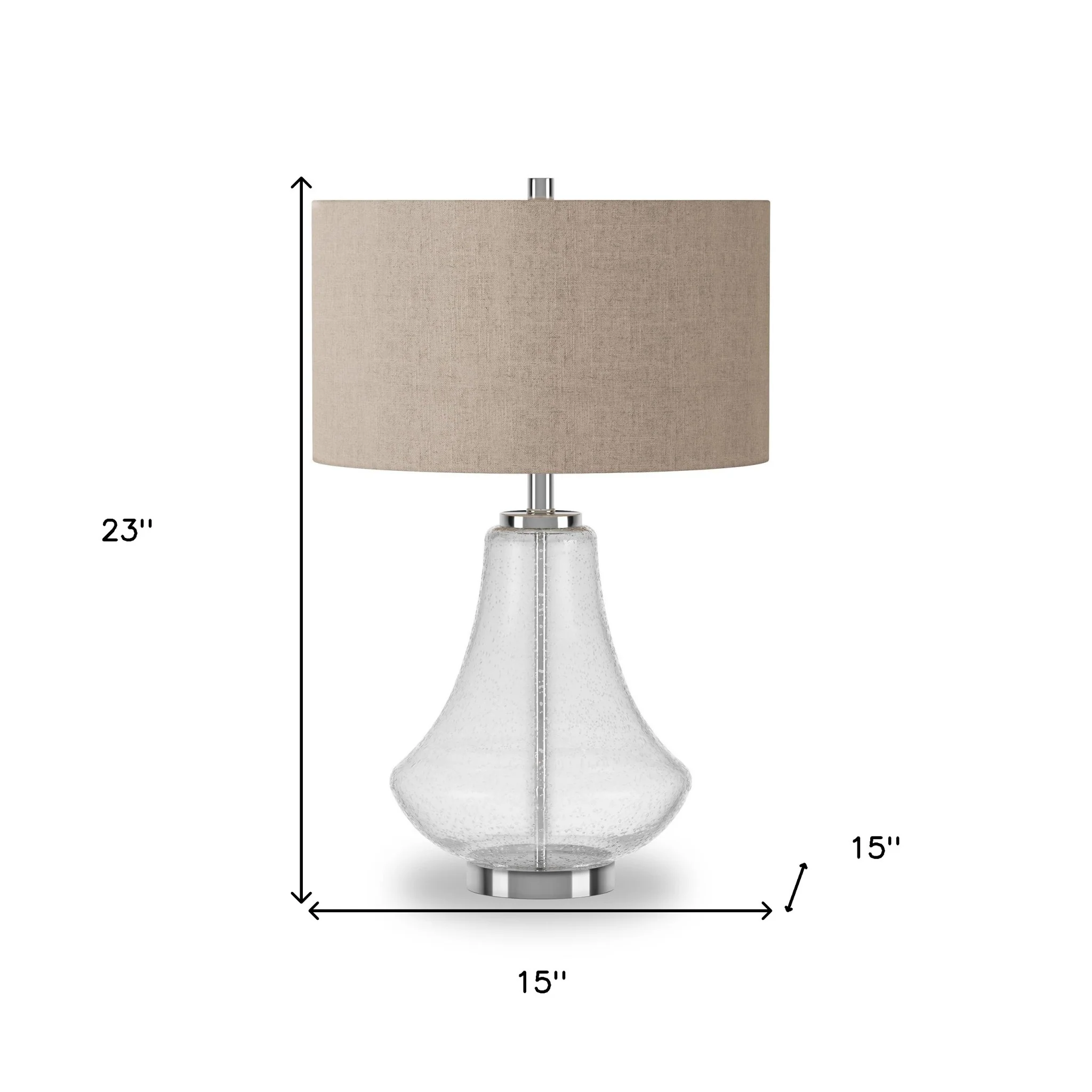 Nickel Glass Table Lamp With Flax Drum Shade By Homeroots - Image 7
