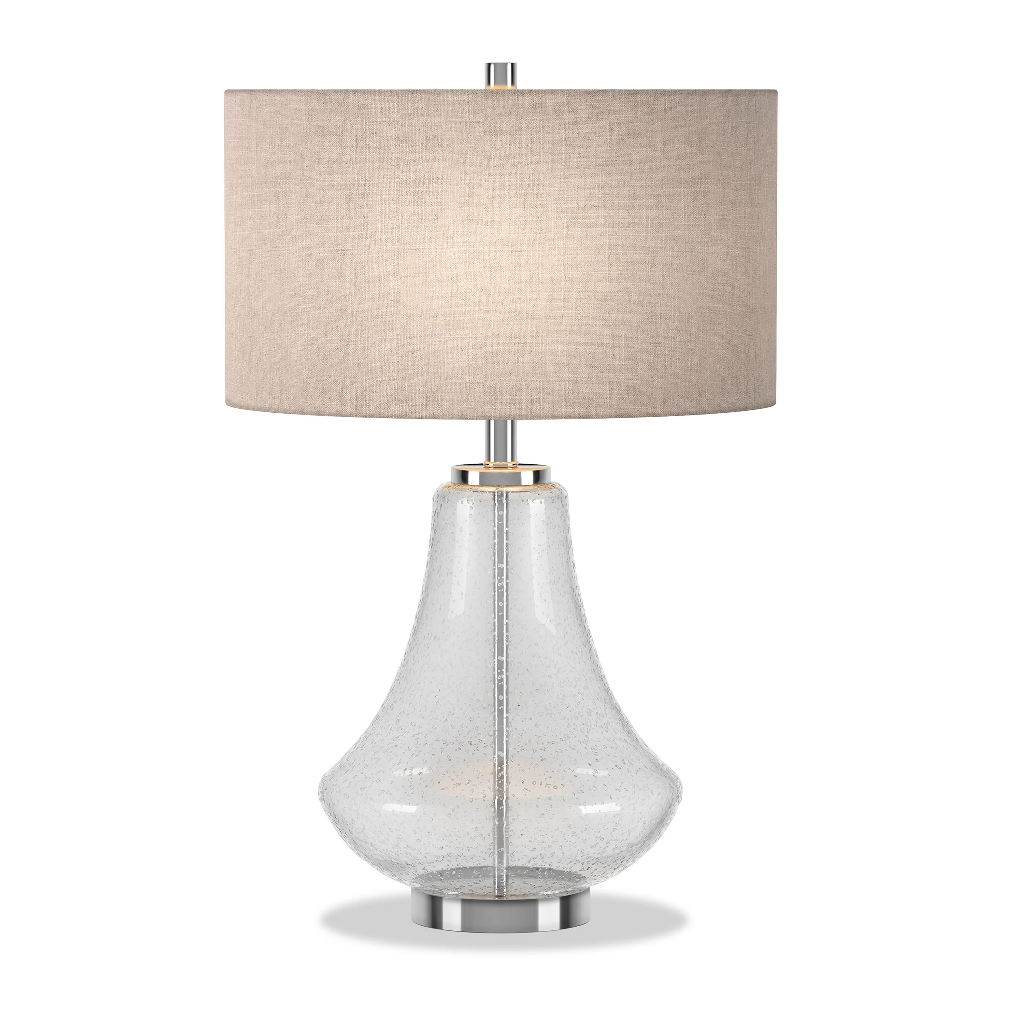 Nickel Glass Table Lamp With Flax Drum Shade By Homeroots - Image 8