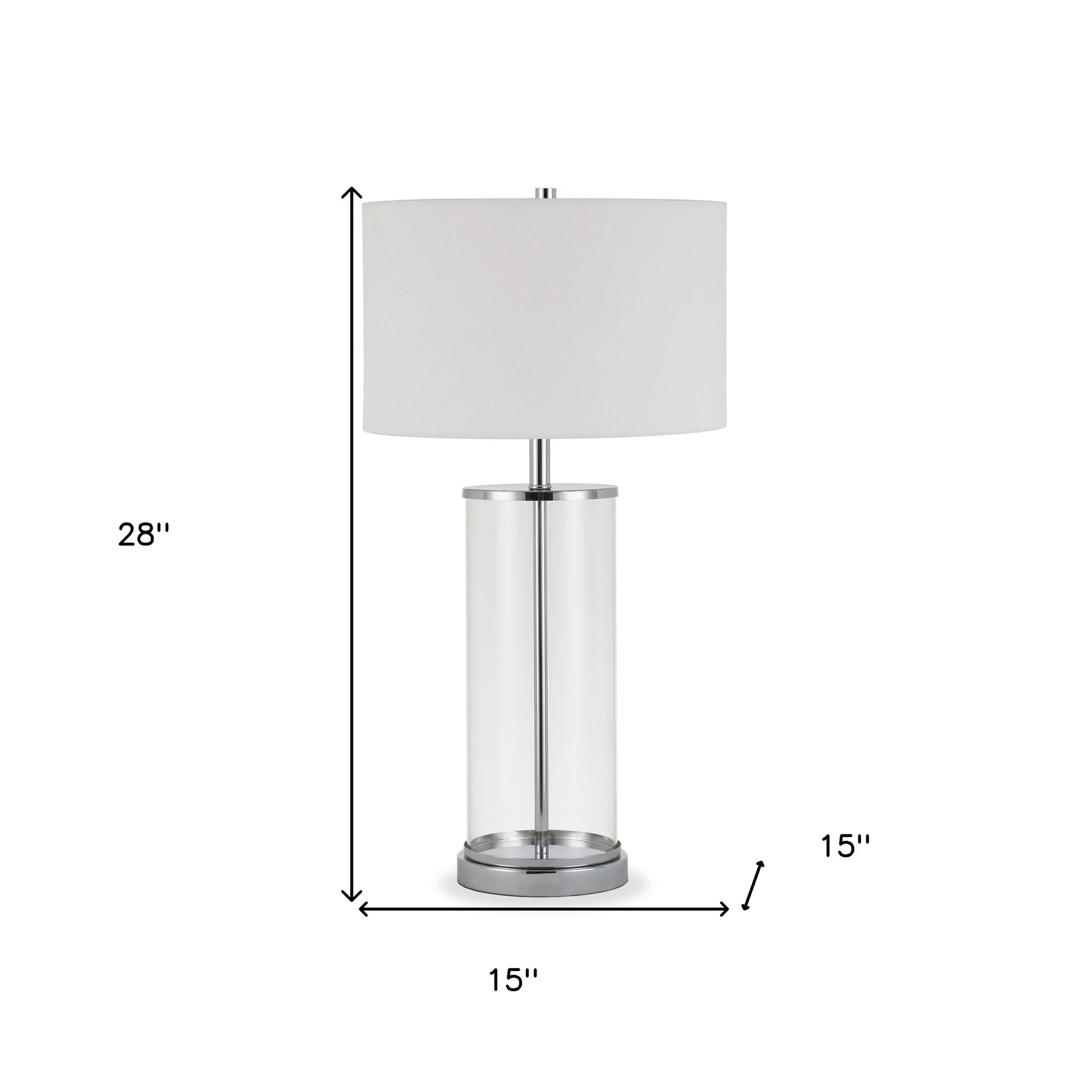 Nickel Glass Table Lamp With White Drum Shade By Homeroots - Image 4