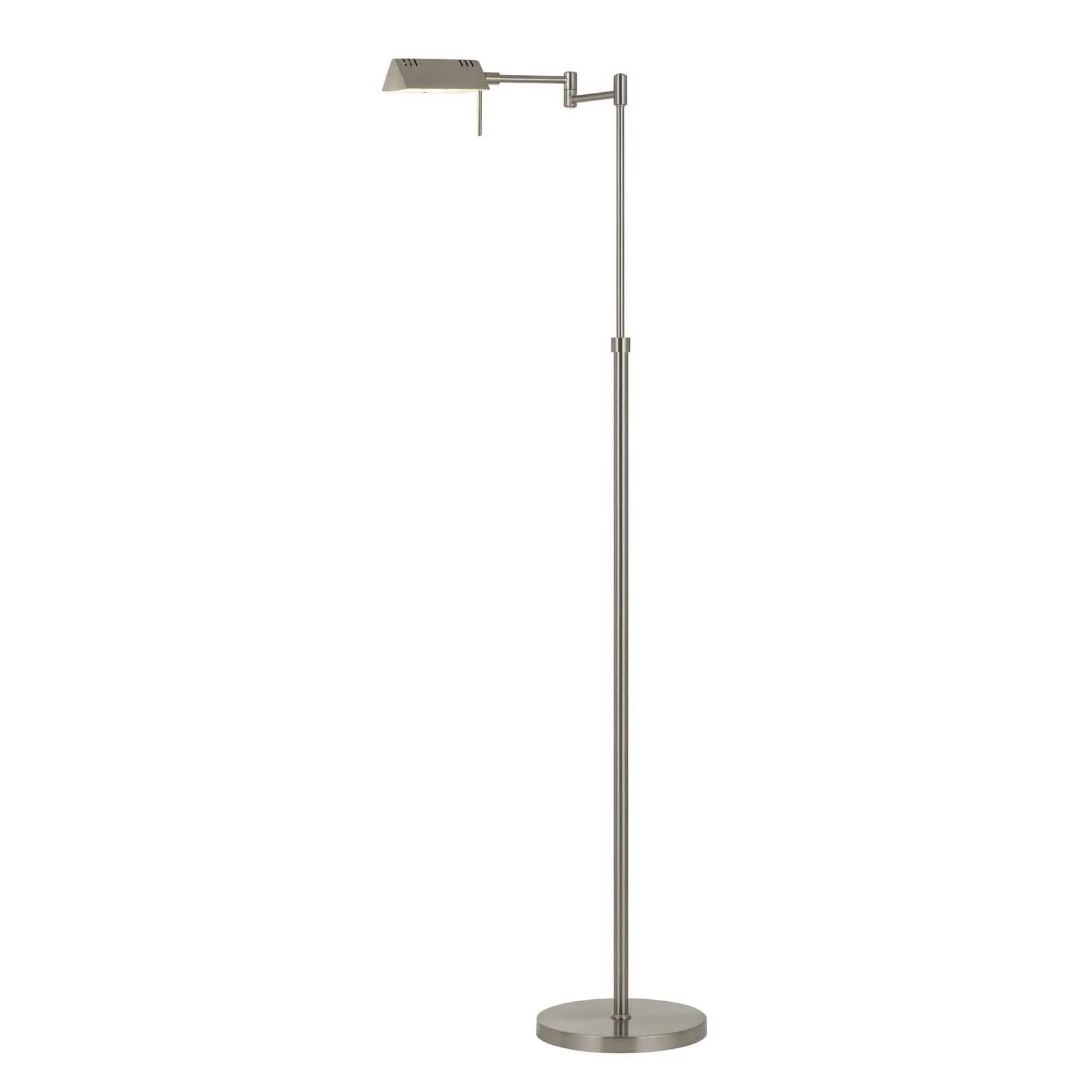 Nickel Metal Adjustable Swing Arm Floor Lamp With Gray Shade By Homeroots - Image 2