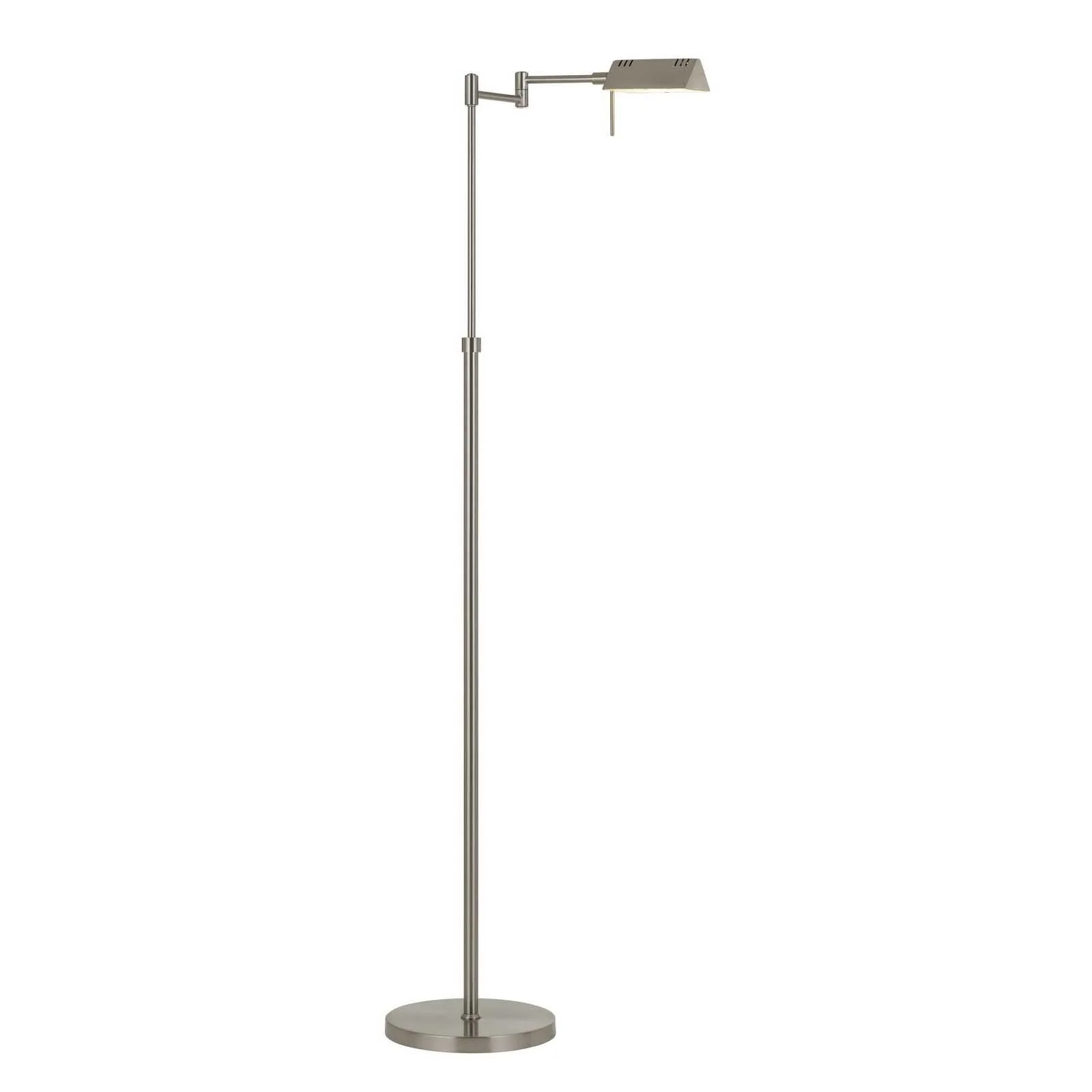 Nickel Metal Adjustable Swing Arm Floor Lamp With Gray Shade By Homeroots - Image 3
