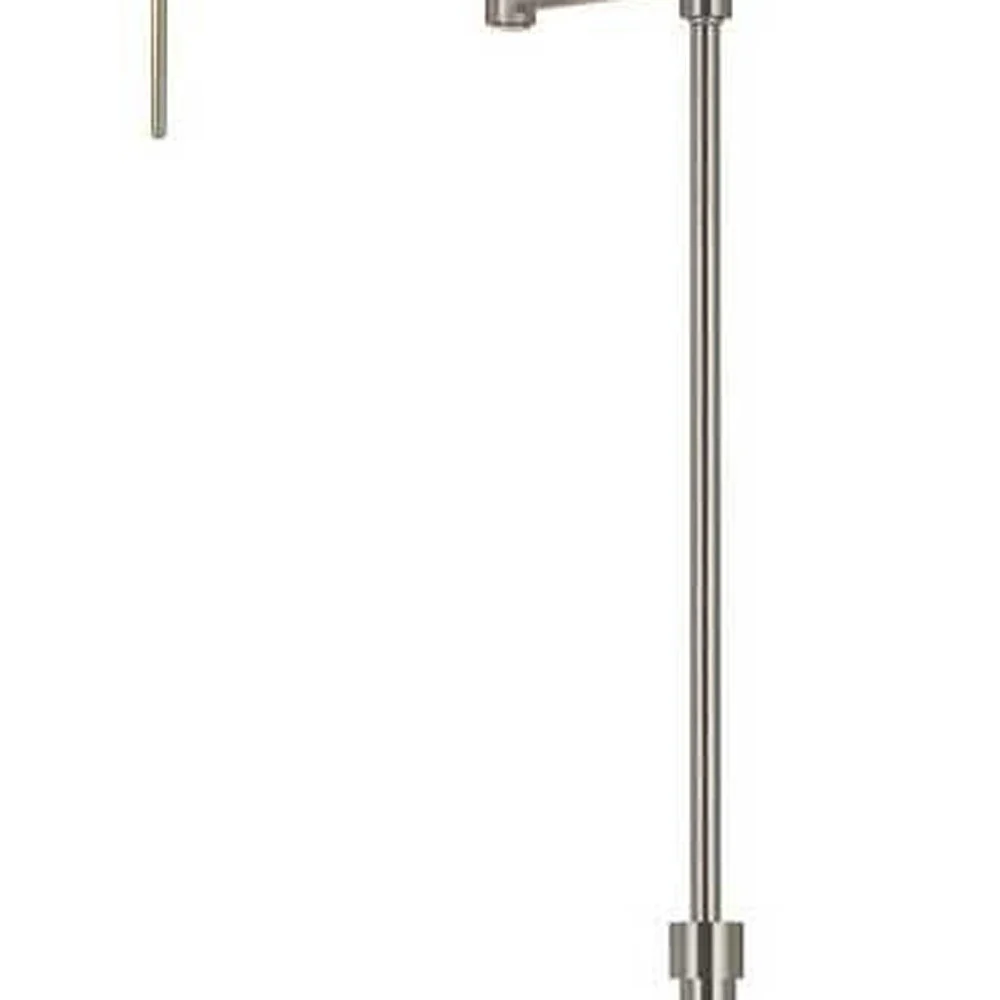 Nickel Metal Adjustable Swing Arm Floor Lamp With Gray Shade By Homeroots - Image 4