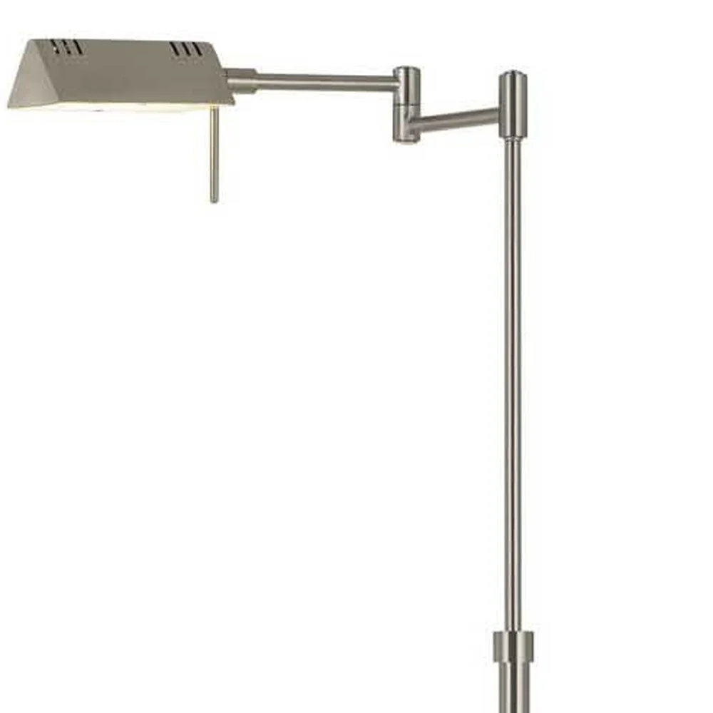 Nickel Metal Adjustable Swing Arm Floor Lamp With Gray Shade By Homeroots - Image 5