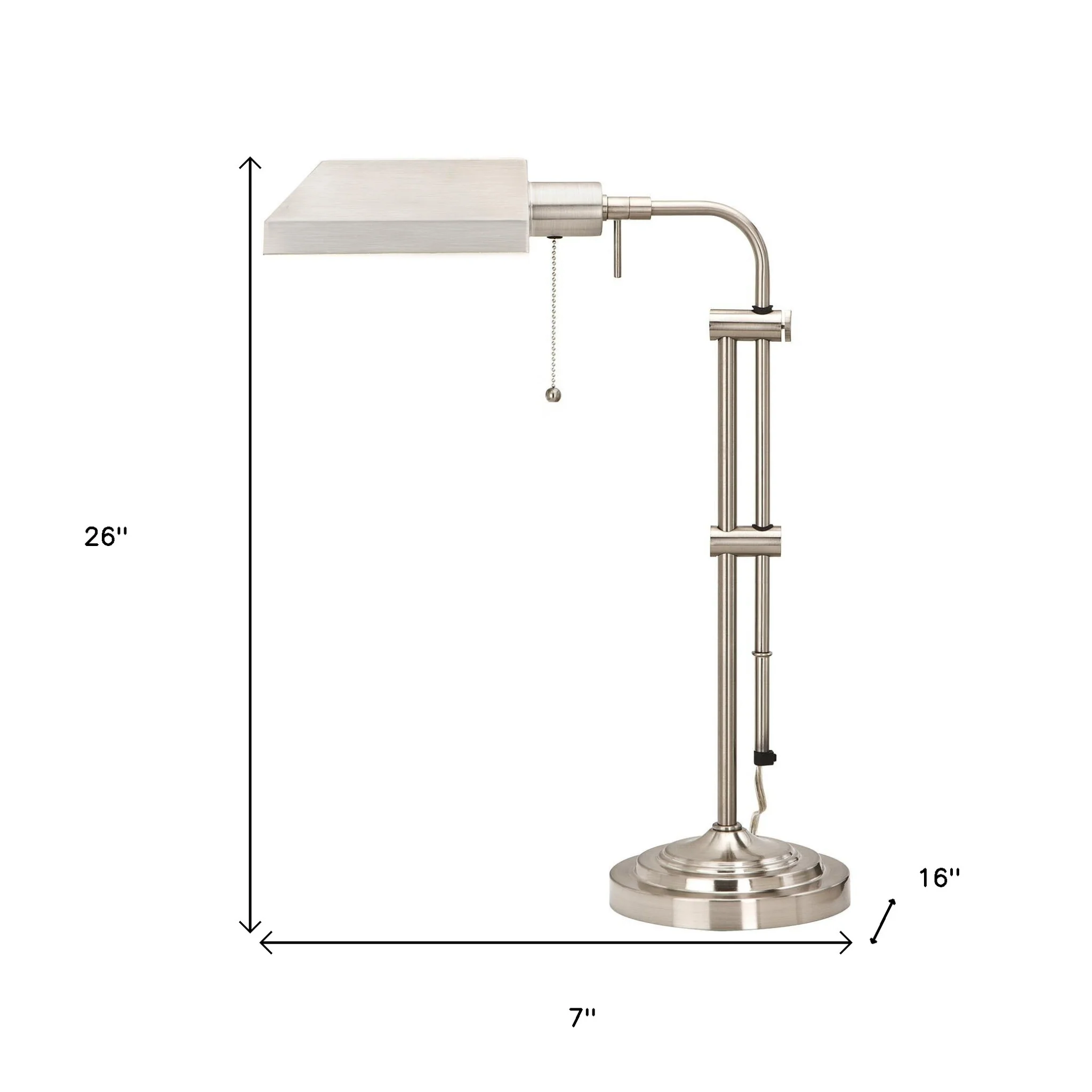 Nickel Metal Adjustable Table Lamp With Nickel Rectangular Shade By Homeroots - Image 4