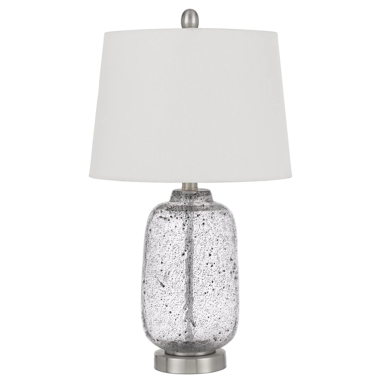 Nickel Metal Cylinder Table Lamp With White Empire Shade By Homeroots - Image 3