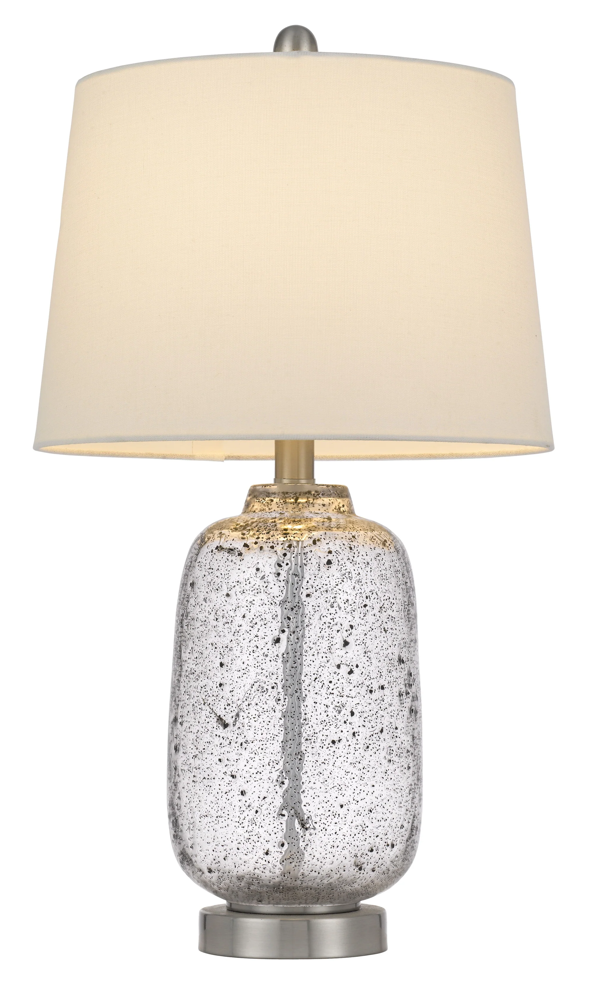Nickel Metal Cylinder Table Lamp With White Empire Shade By Homeroots - Image 4