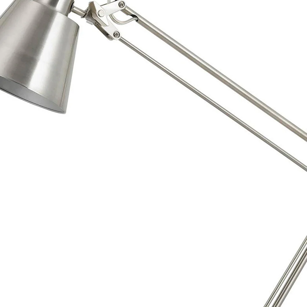 Nickel Metal Desk Table Lamp With Nickel Cone Shade By Homeroots - Image 3