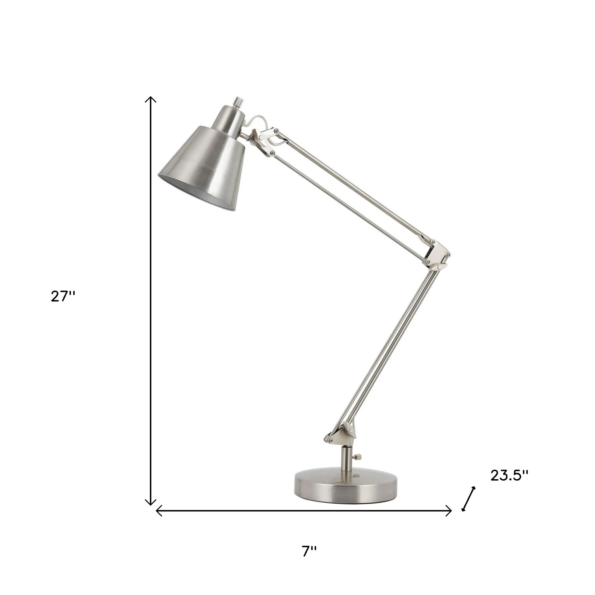 Nickel Metal Desk Table Lamp With Nickel Cone Shade By Homeroots - Image 5