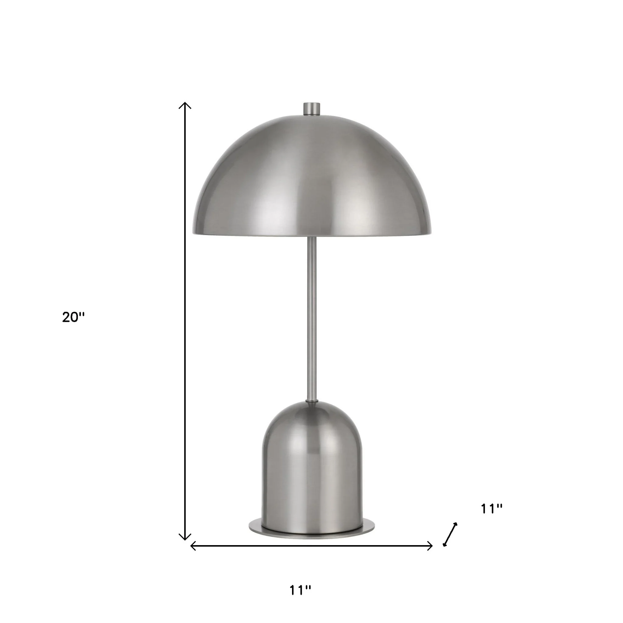 Nickel Metal Desk Table Lamp With Nickel Dome Shade By Homeroots - Image 3