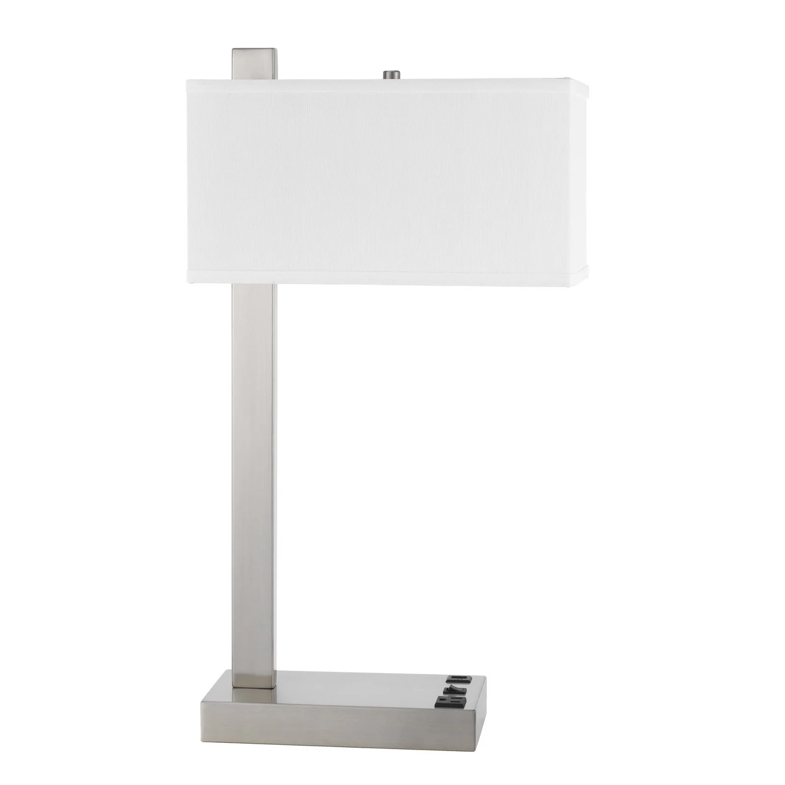 Nickel Metal Desk USB Table Lamp With White Shade By Homeroots - Image 4