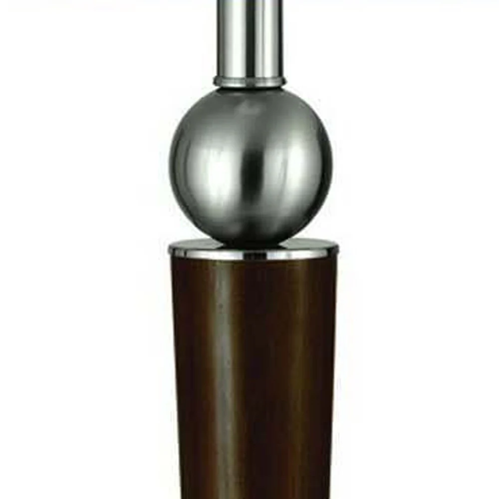 Nickel Metal Geometric USB Table Lamp With White Empire Shade By Homeroots - Image 2