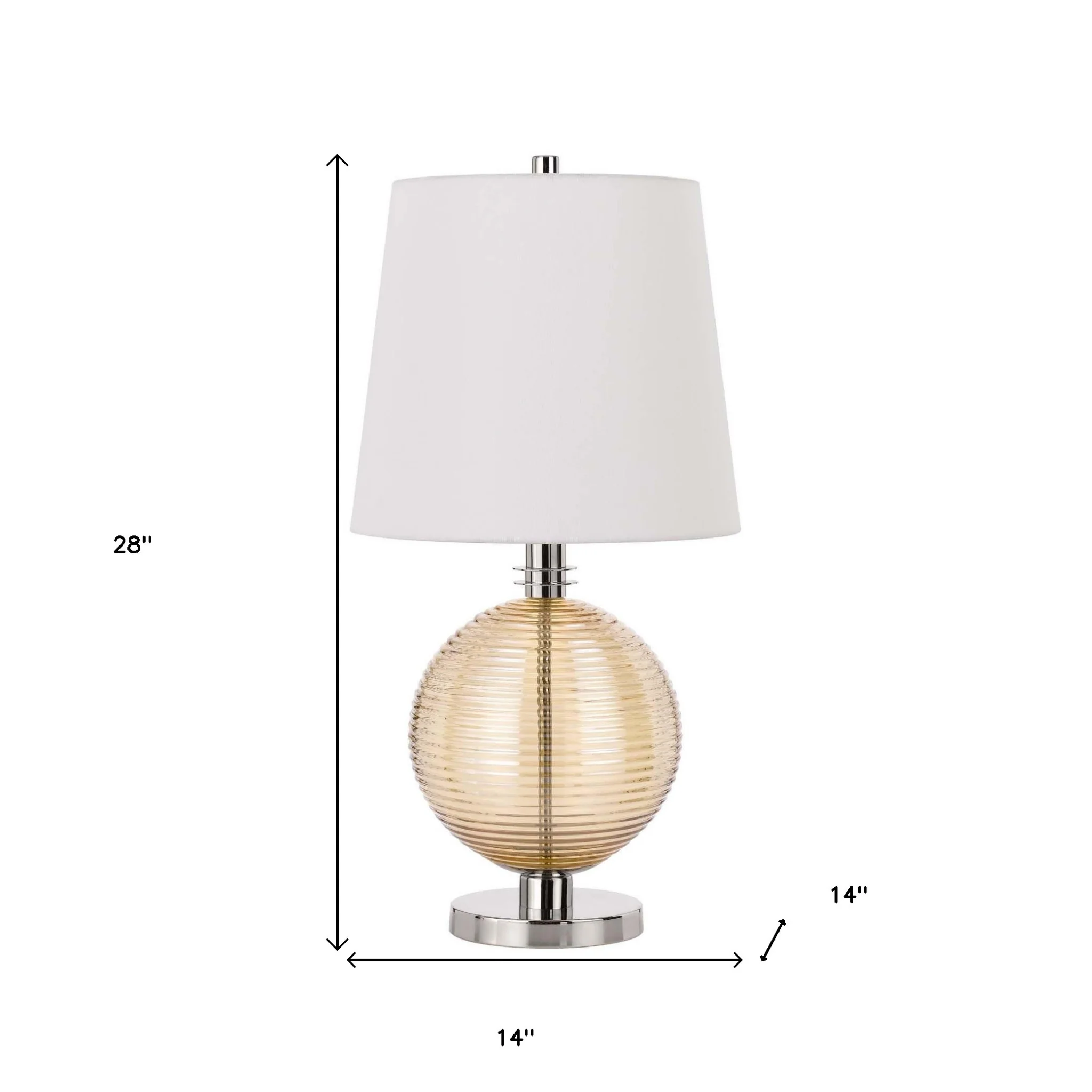 Nickel Metal Globe Table Lamp With White Empire Shade By Homeroots - Image 4