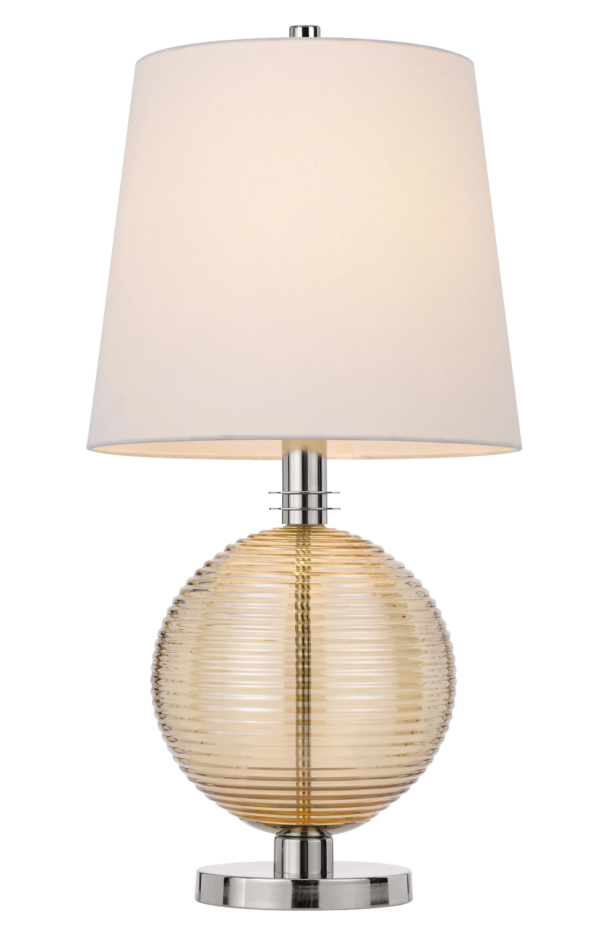 Nickel Metal Globe Table Lamp With White Empire Shade By Homeroots - Image 5