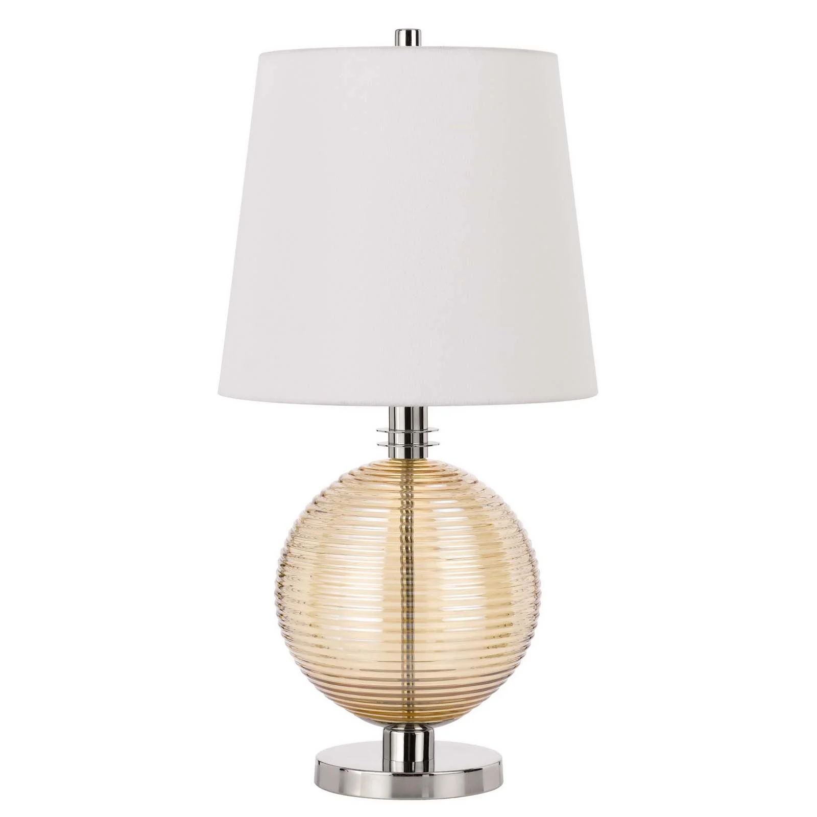 Nickel Metal Globe Table Lamp With White Empire Shade By Homeroots - Image 6
