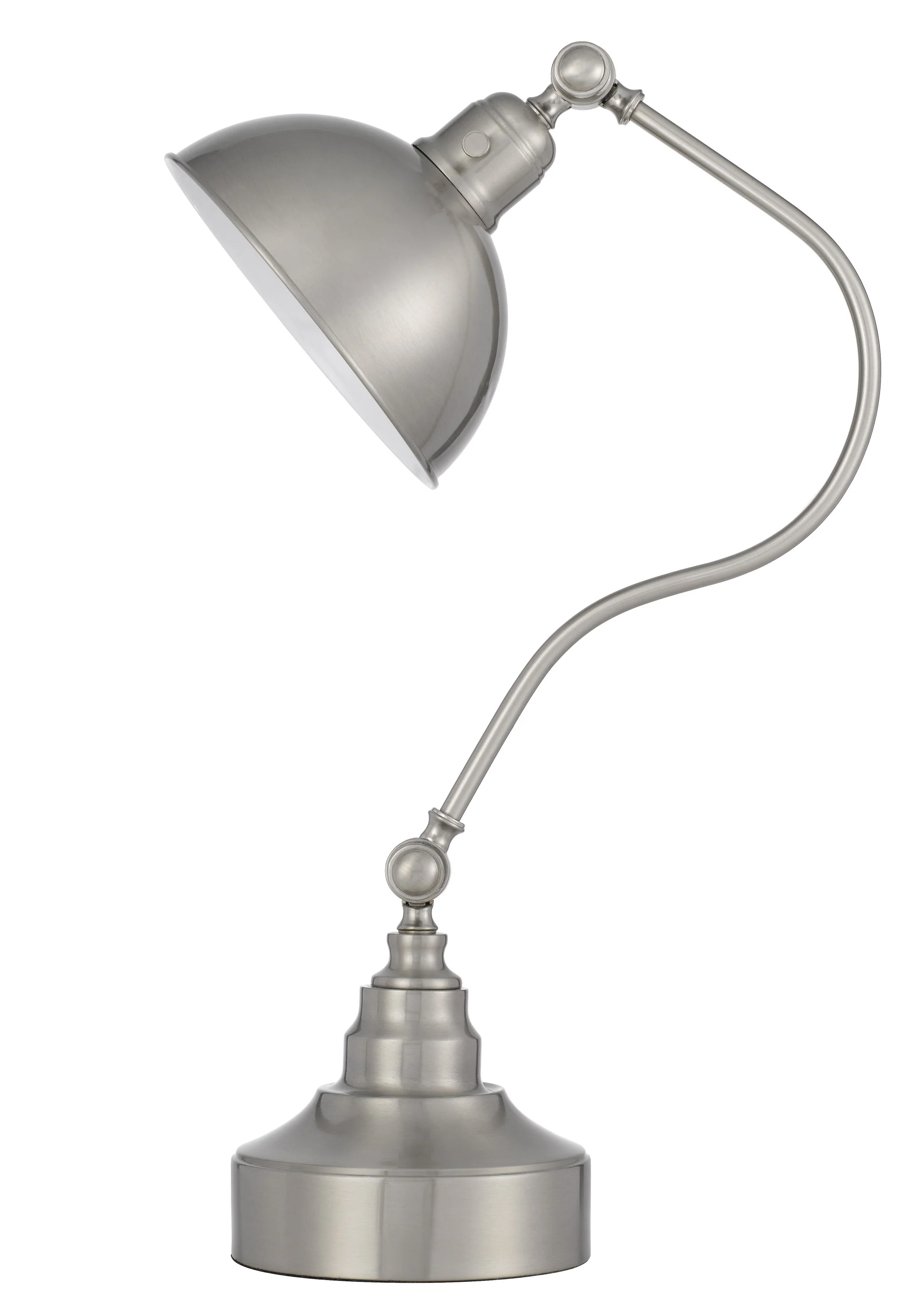 Nickel Metal Lantern Desk Table Lamp With Nickel Dome Shade By Homeroots - Image 5