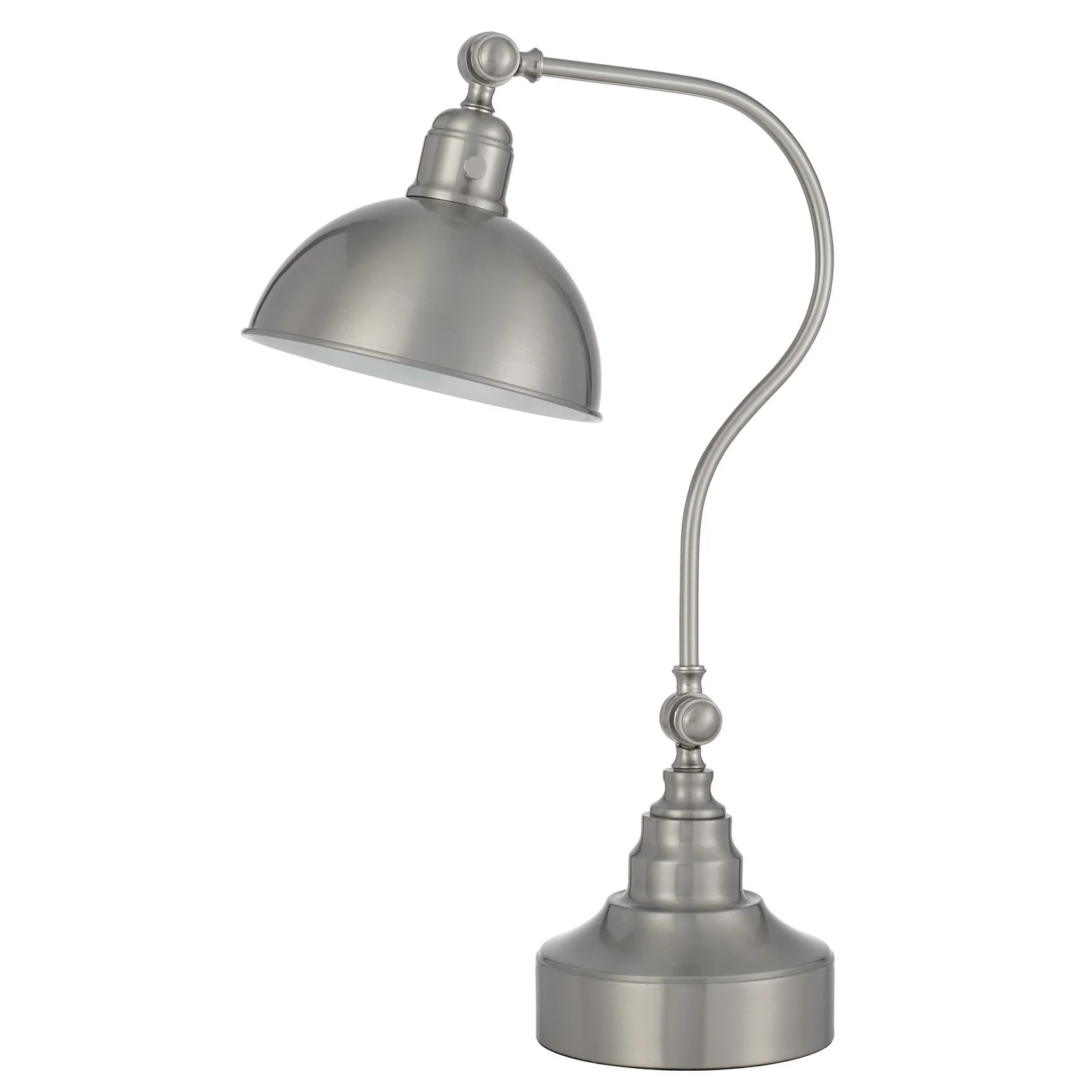 Nickel Metal Lantern Desk Table Lamp With Nickel Dome Shade By Homeroots - Image 6