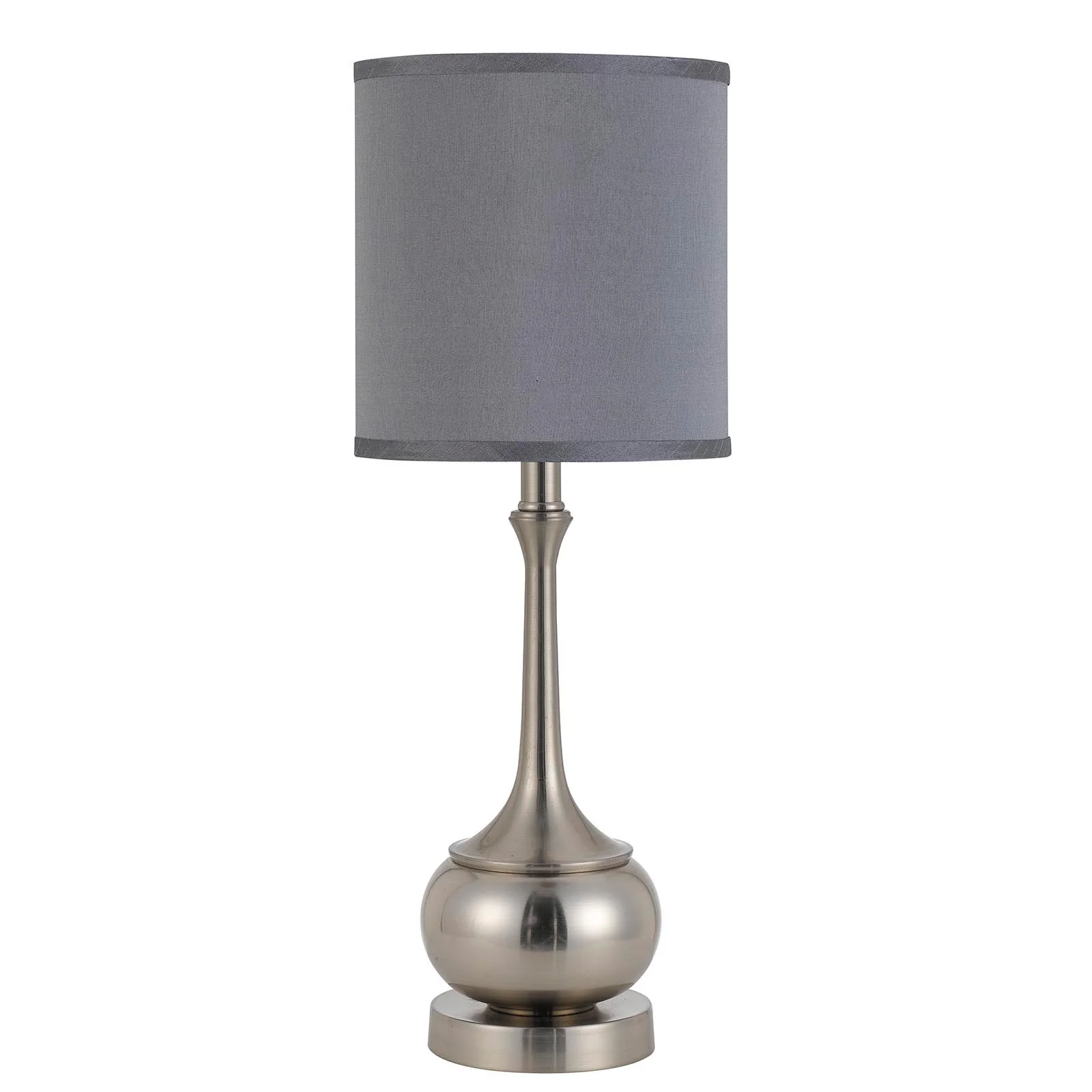 Nickel Metal Round Table Lamp With Gray Cone Shade By Homeroots - Image 4