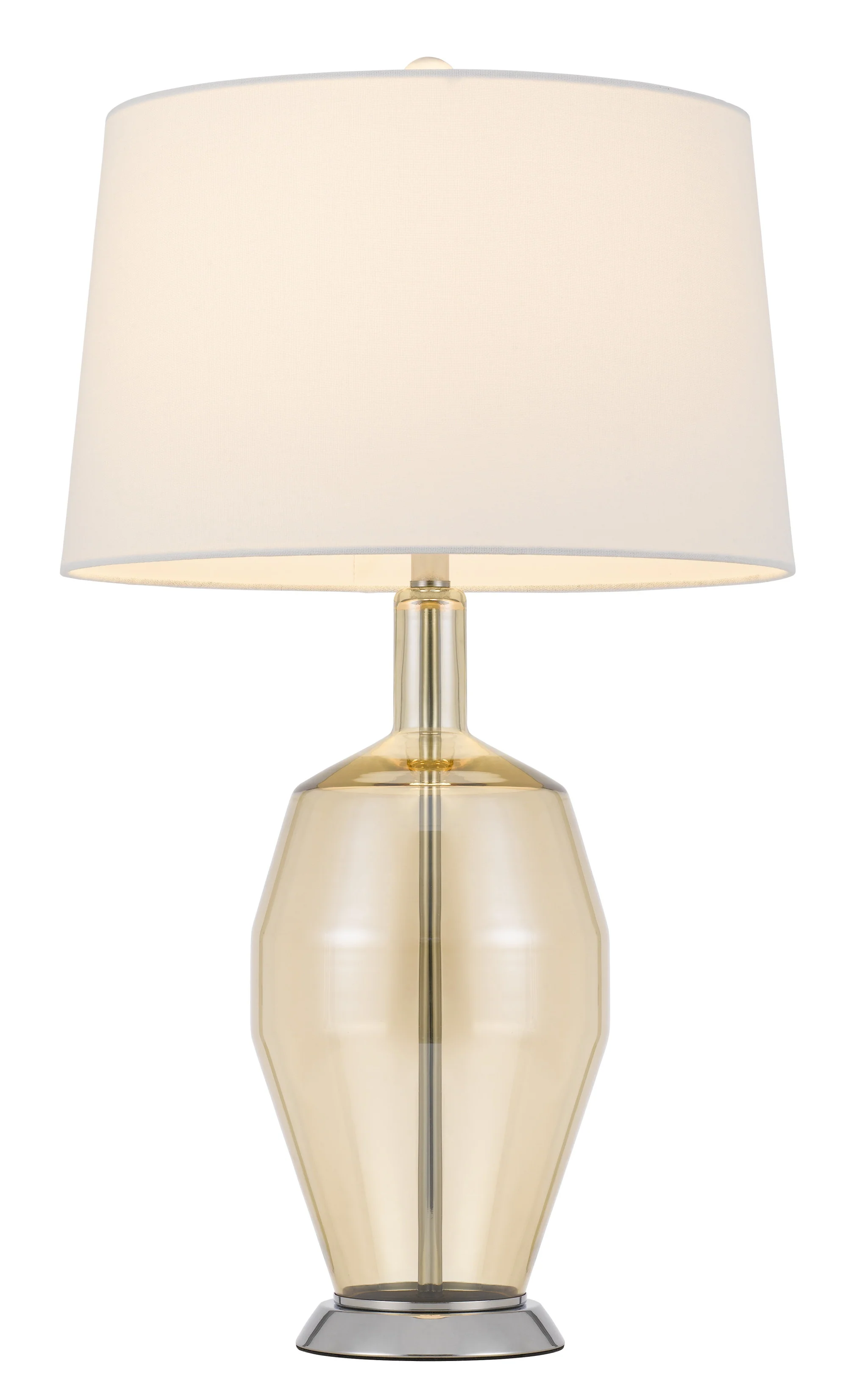 Nickel Metal Round Table Lamp With White Drum Shade By Homeroots - Image 6