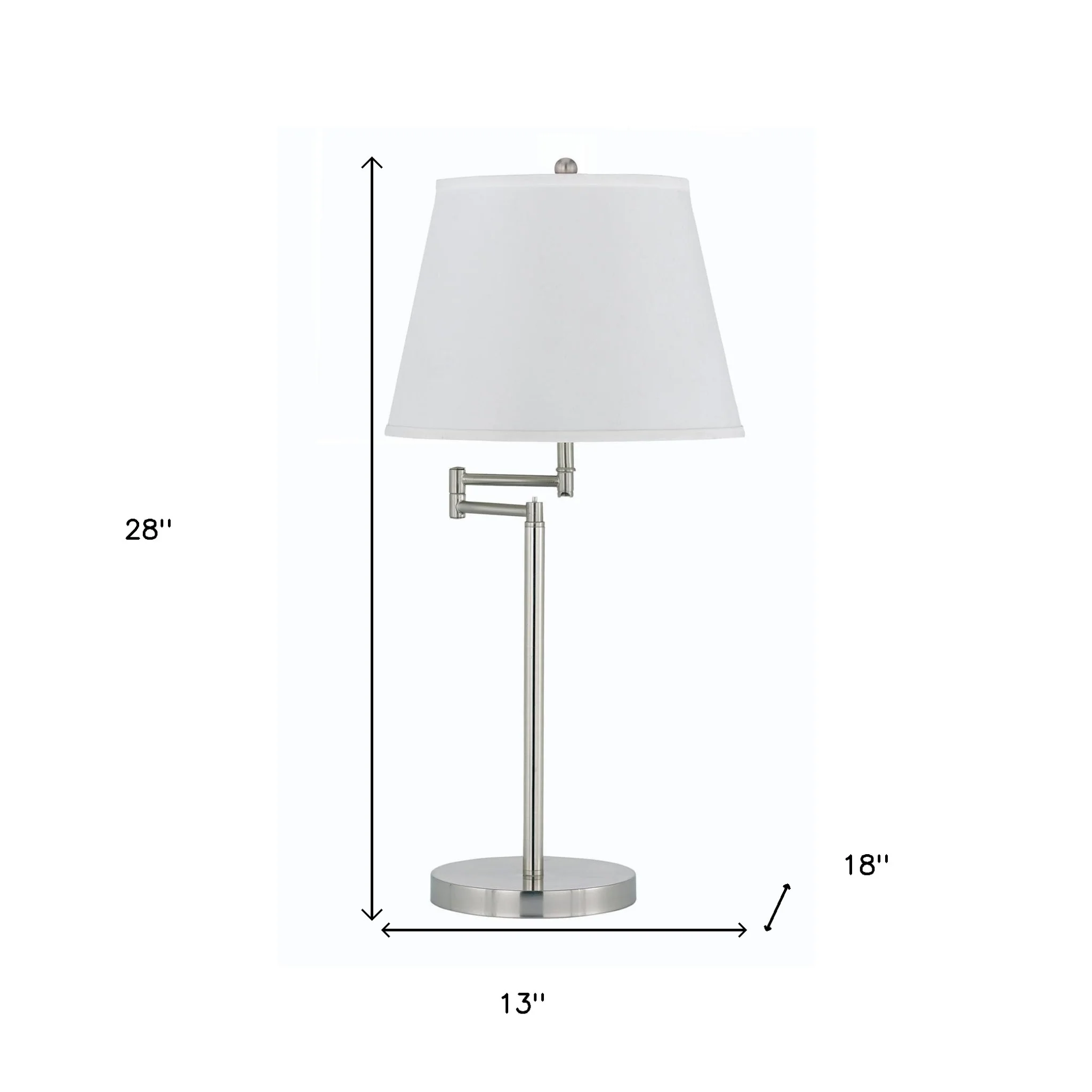 Nickel Metal Table Lamp With Off White Empire Shade By Homeroots - Image 3