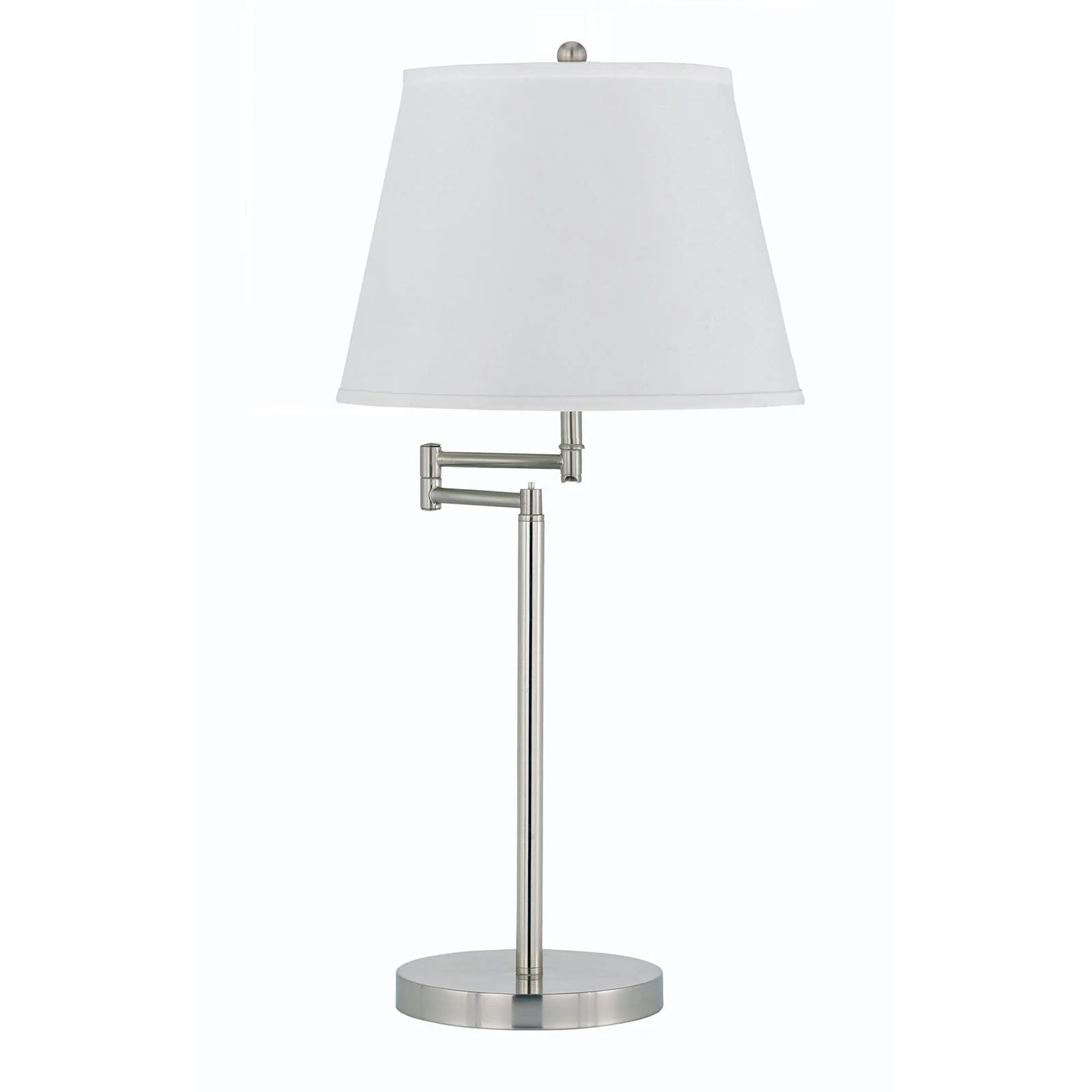 Nickel Metal Table Lamp With Off White Empire Shade By Homeroots - Image 4