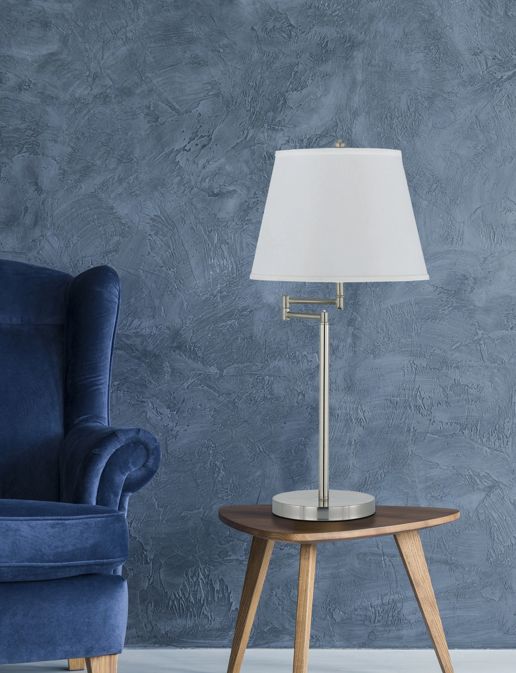 Nickel Metal Table Lamp With Off White Empire Shade By Homeroots - Image 5