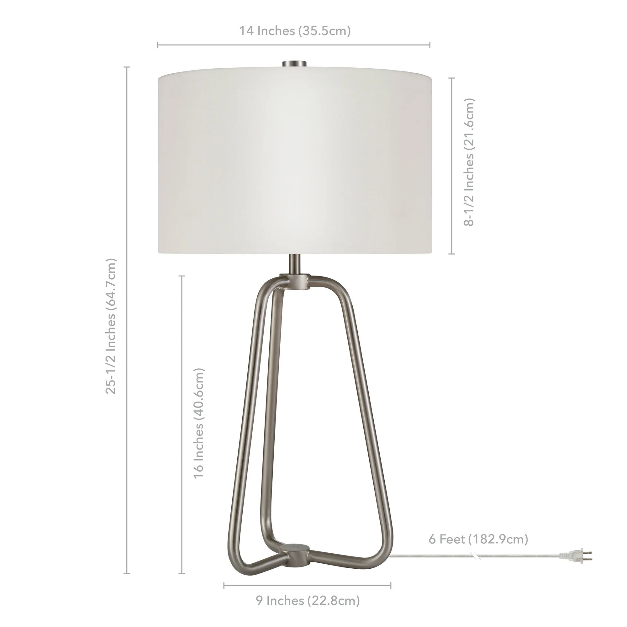 Nickel Metal Table Lamp With White Drum Shade By Homeroots - Image 4