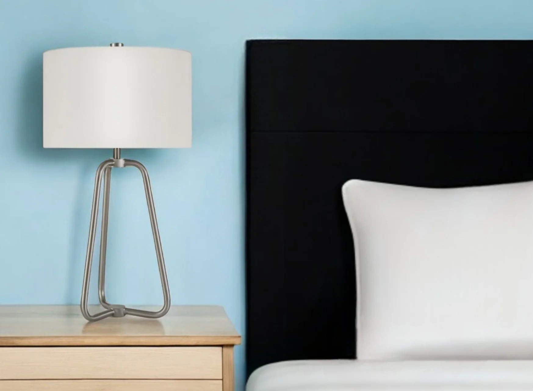 Nickel Metal Table Lamp With White Drum Shade By Homeroots - Image 6