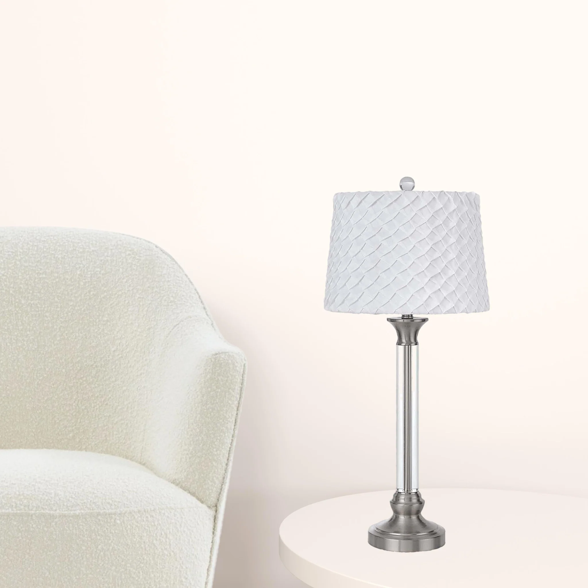 Nickel Metal Table Lamp With White Empire Shade By Homeroots - Image 5