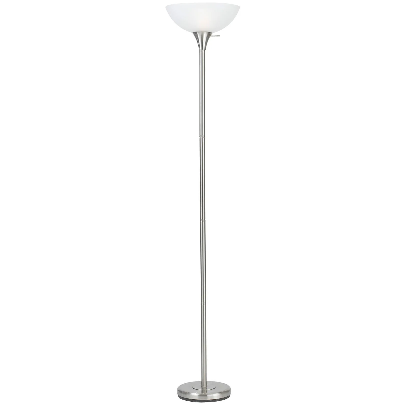 Nickel Metal Torchiere Floor Lamp With White Glass Dome Shade By Homeroots - Image 2