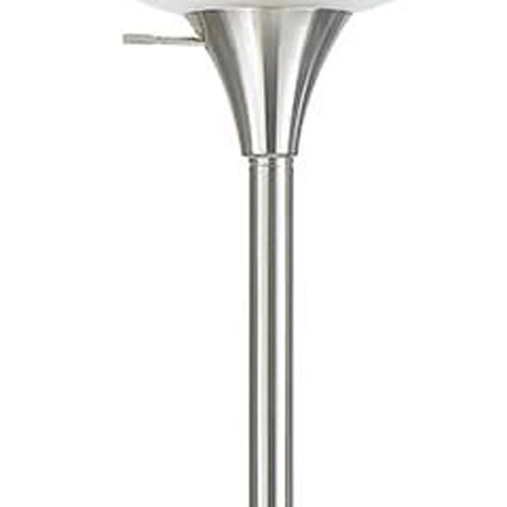 Nickel Metal Torchiere Floor Lamp With White Glass Dome Shade By Homeroots - Image 4