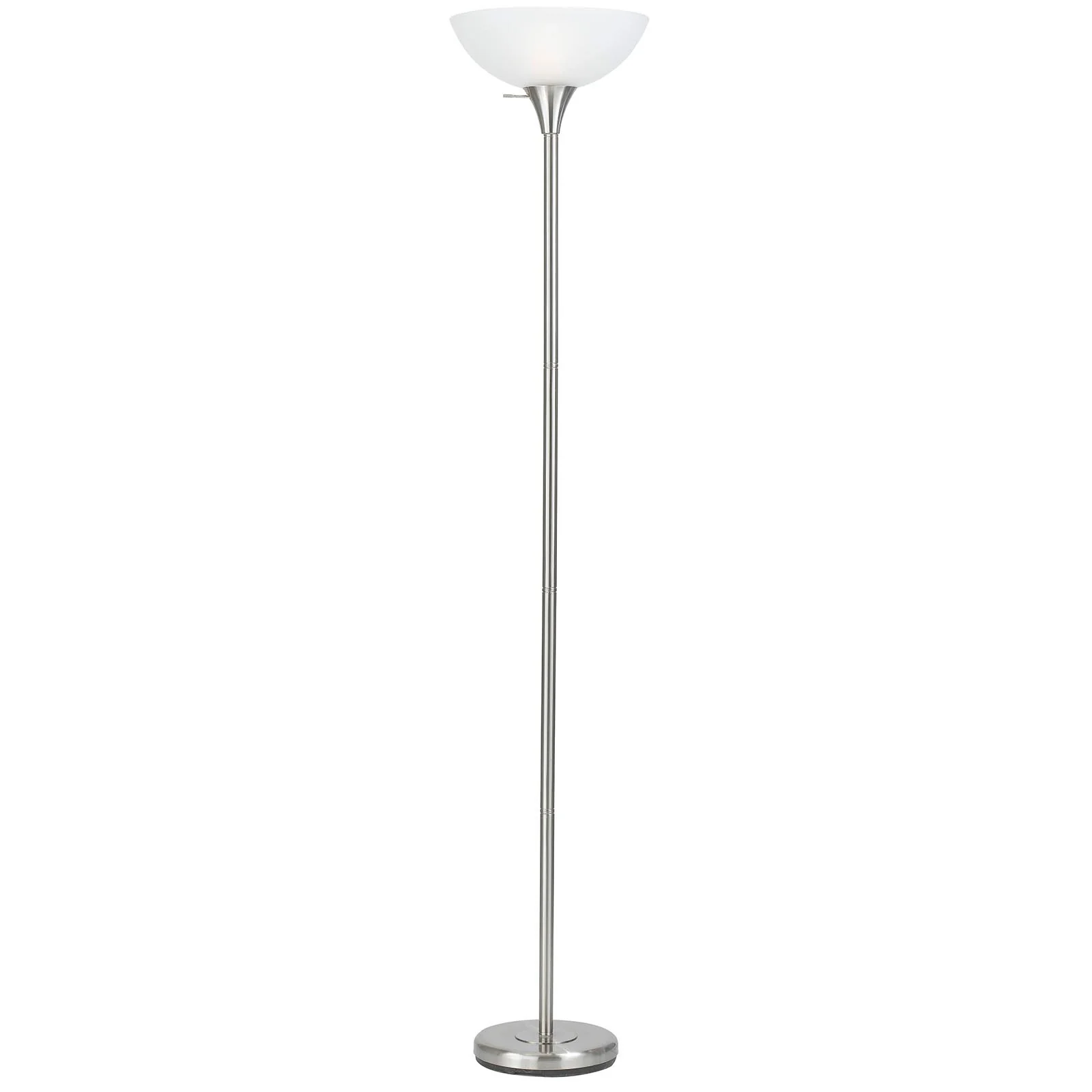 Nickel Metal Torchiere Floor Lamp With White Glass Dome Shade By Homeroots - Image 6