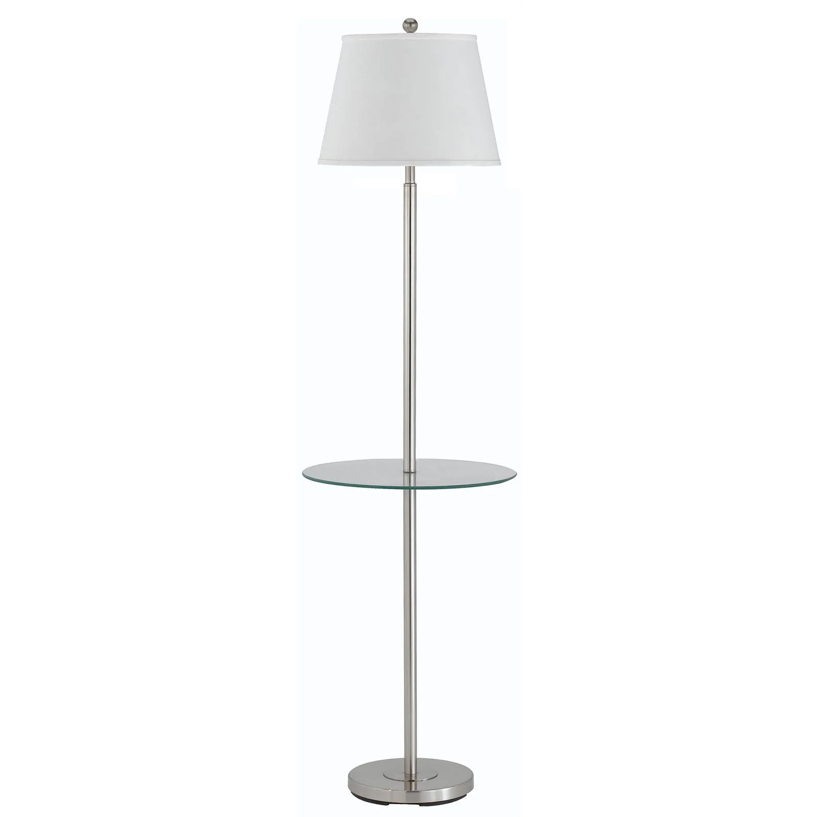 Nickel Metal Tray Table Floor Lamp With White Fabric Square Shade By Homeroots - Image 2