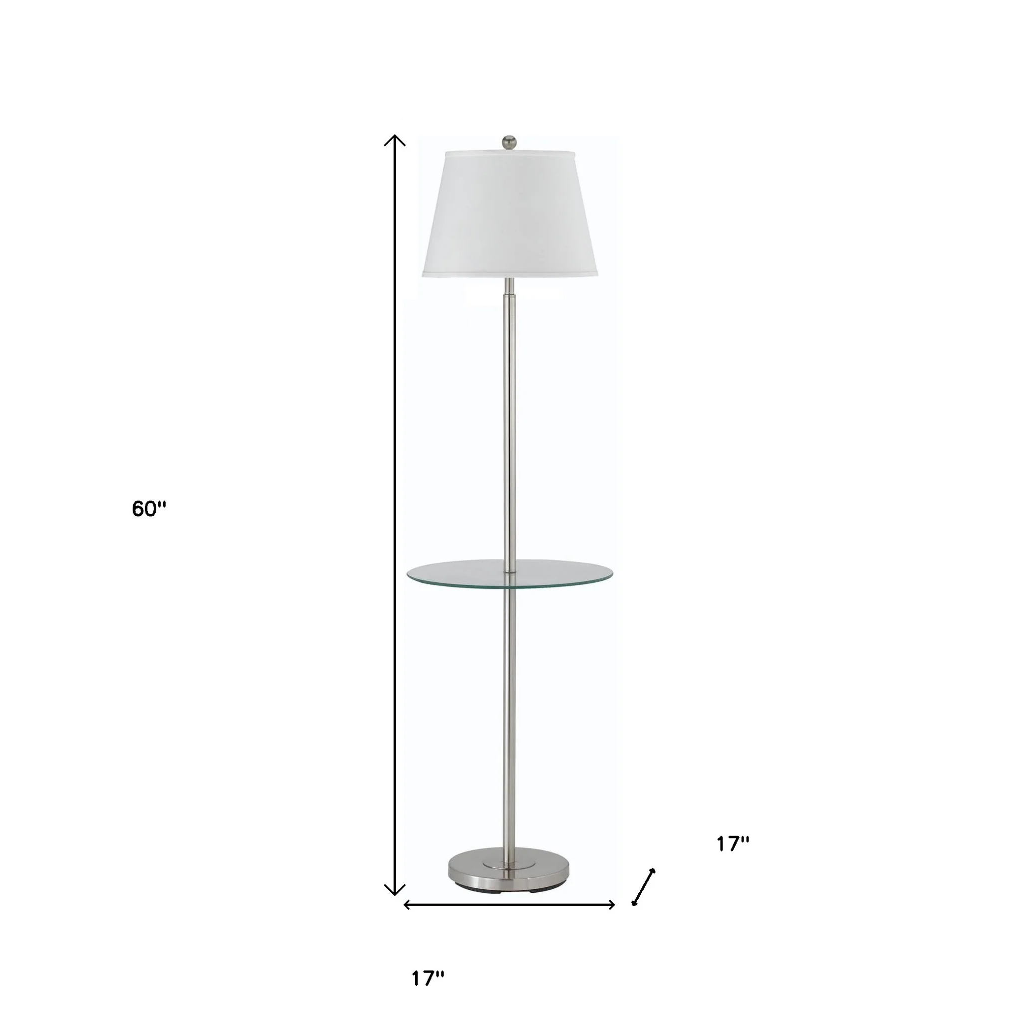 Nickel Metal Tray Table Floor Lamp With White Fabric Square Shade By Homeroots - Image 5