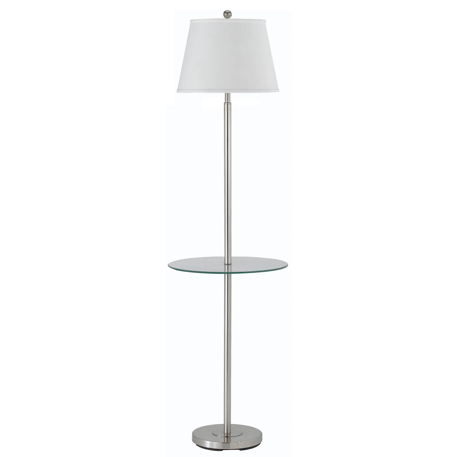 Nickel Metal Tray Table Floor Lamp With White Fabric Square Shade By Homeroots - Image 6
