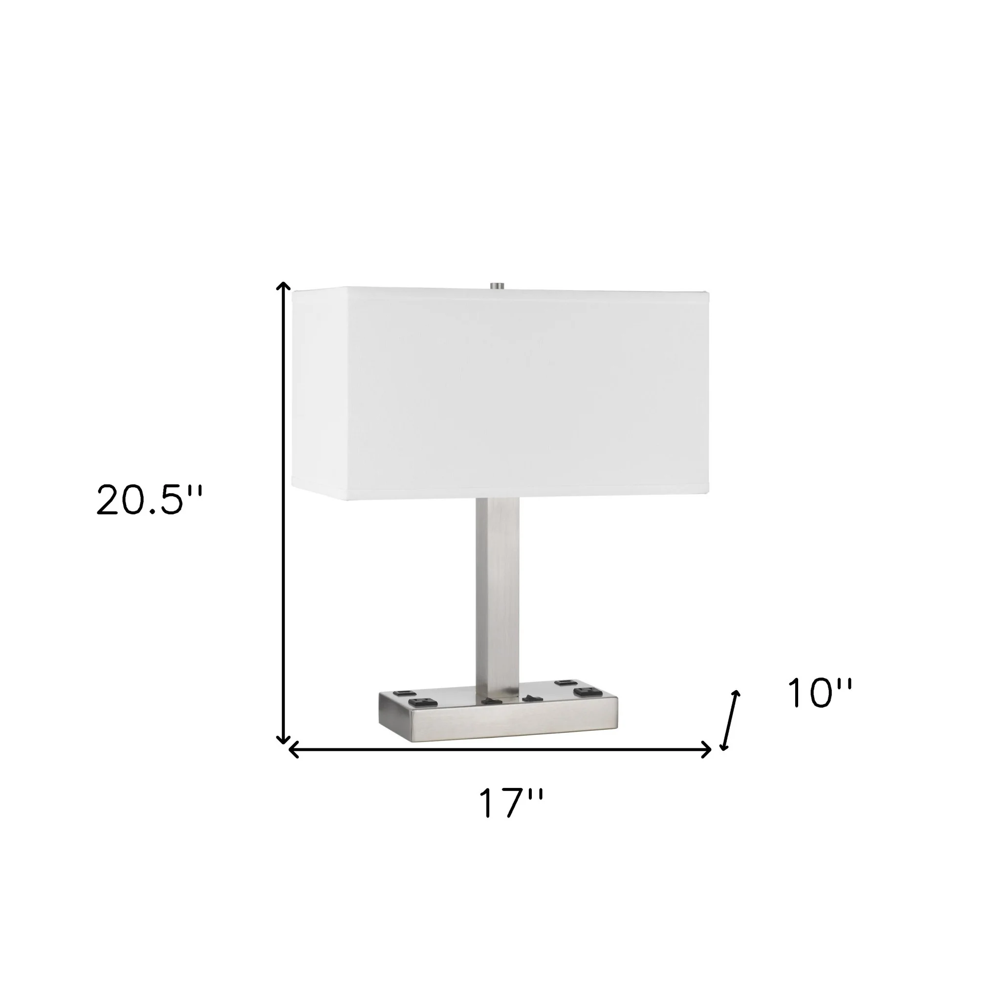 Nickel Metal Two Light Desk USB Table Lamp With White Shade By Homeroots - Image 3